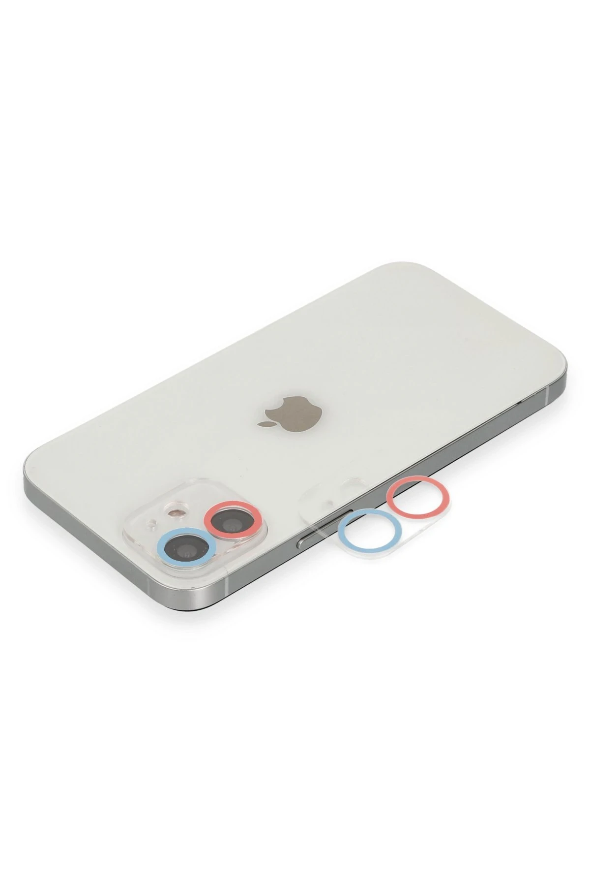 Newface iPhone 12 Renkli Kamera Lens Koruma Cam - Pembe-Mavi
