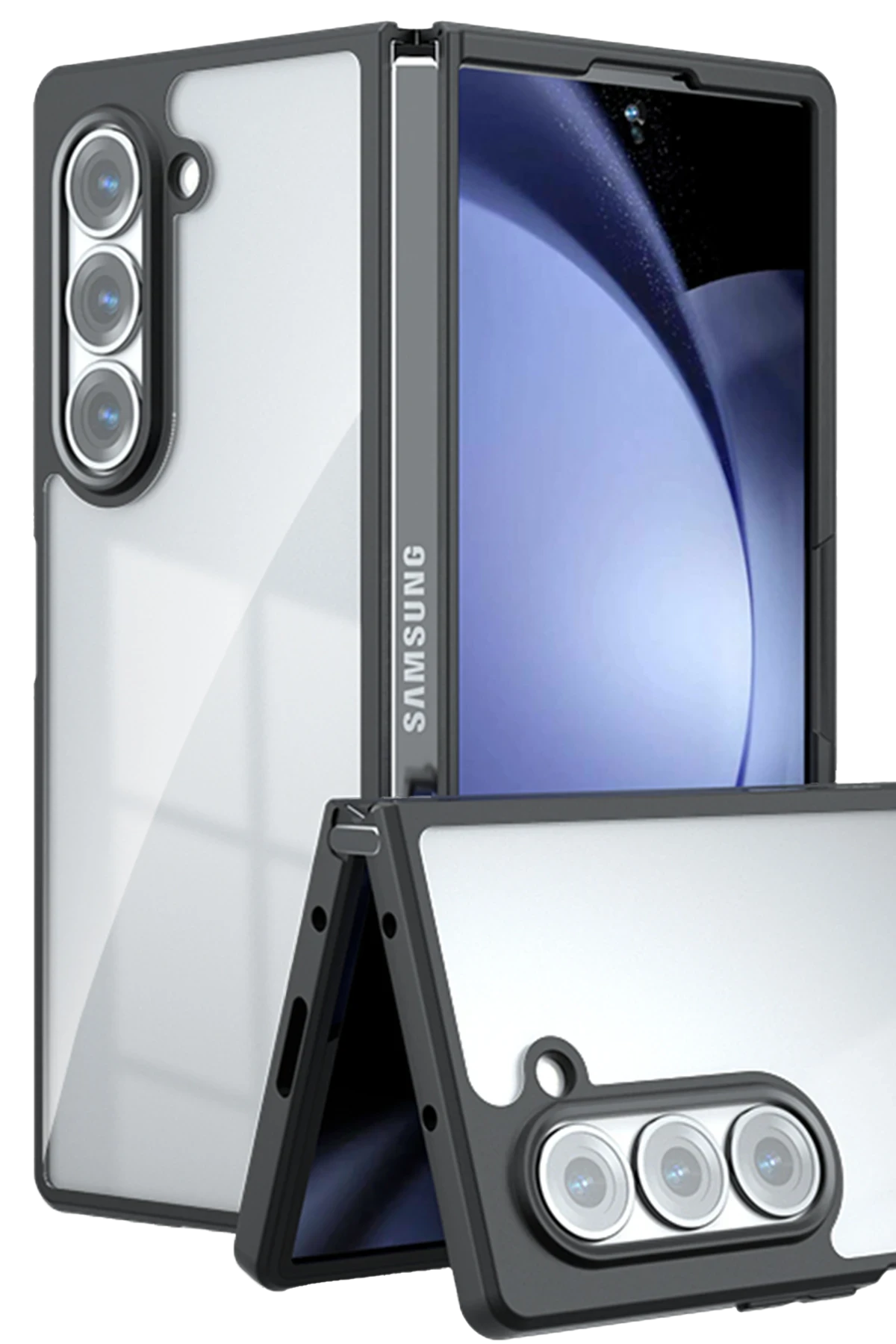 Newface Samsung Galaxy Z Fold 5 Kılıf Blur Fold Kapak - Siyah
