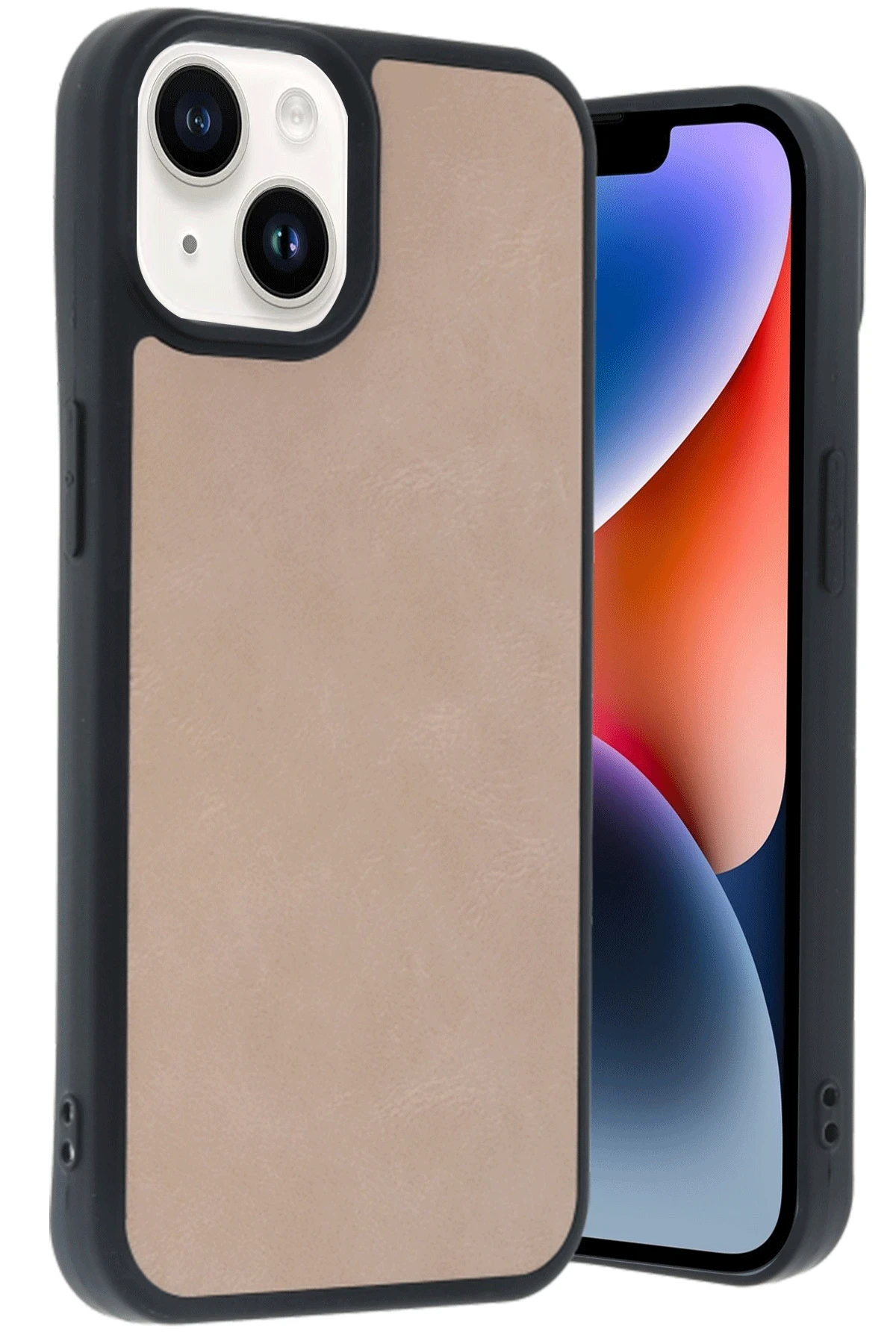Newface iPhone 14 Kılıf Aras Deri Kapak - Pudra