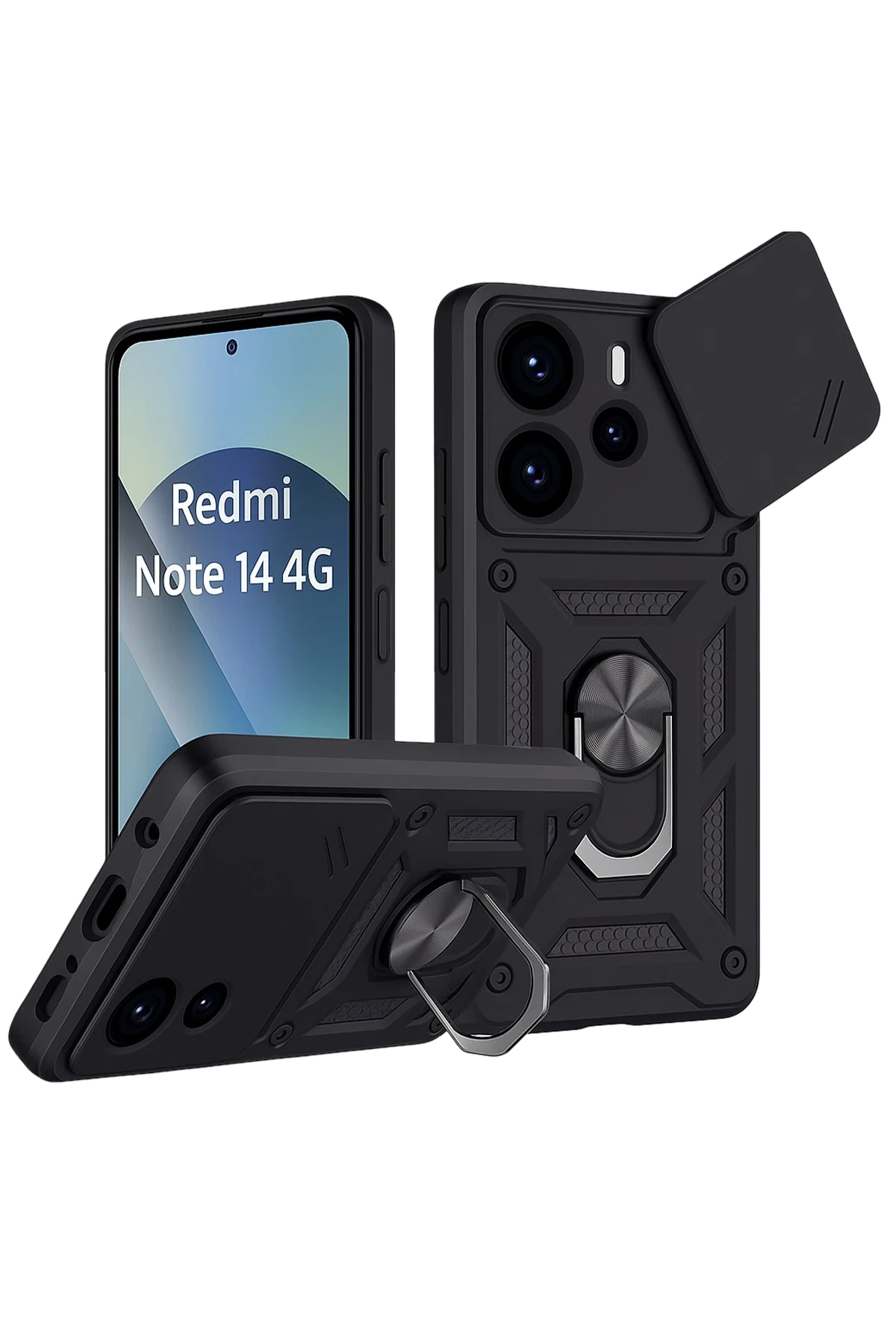 Newface Xiaomi Redmi Note 14 4G Pars Lens Yüzüklü Silikon - Siyah