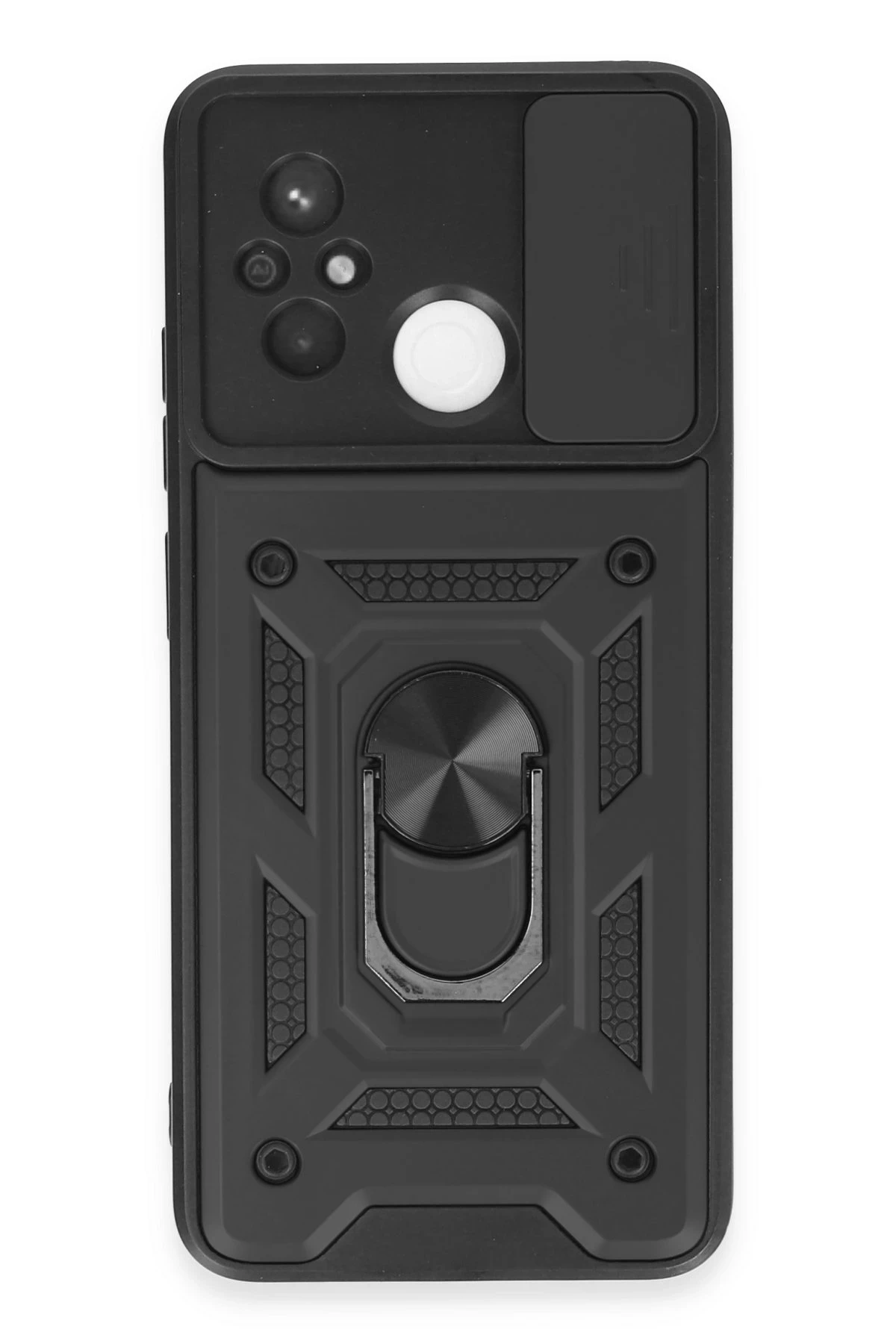 Newface Xiaomi Redmi 12C Kılıf Pars Lens Yüzüklü Silikon - Siyah
