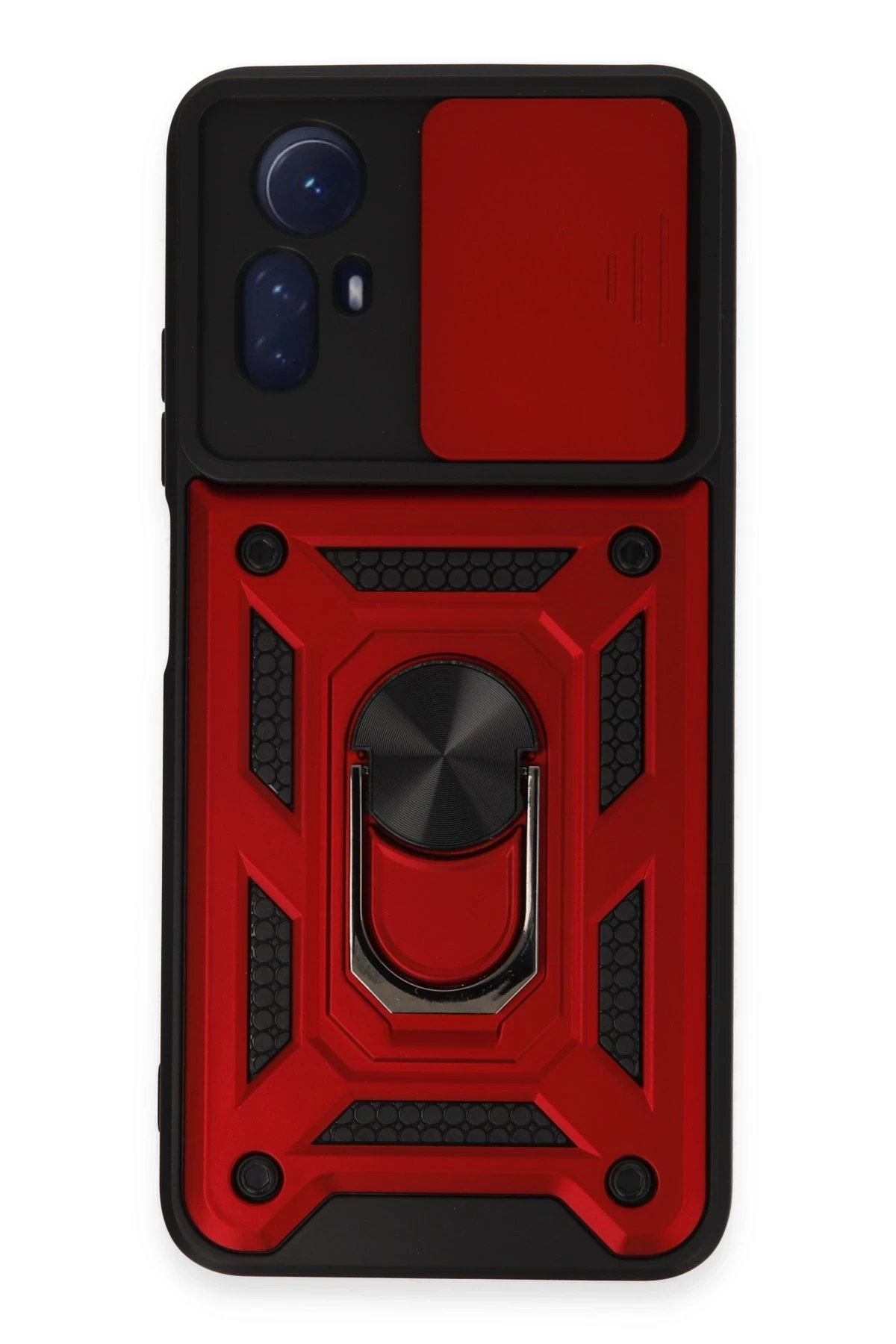 Newface Xiaomi Redmi Note 12S Kılıf Pars Lens Yüzüklü Silikon - Kırmızı