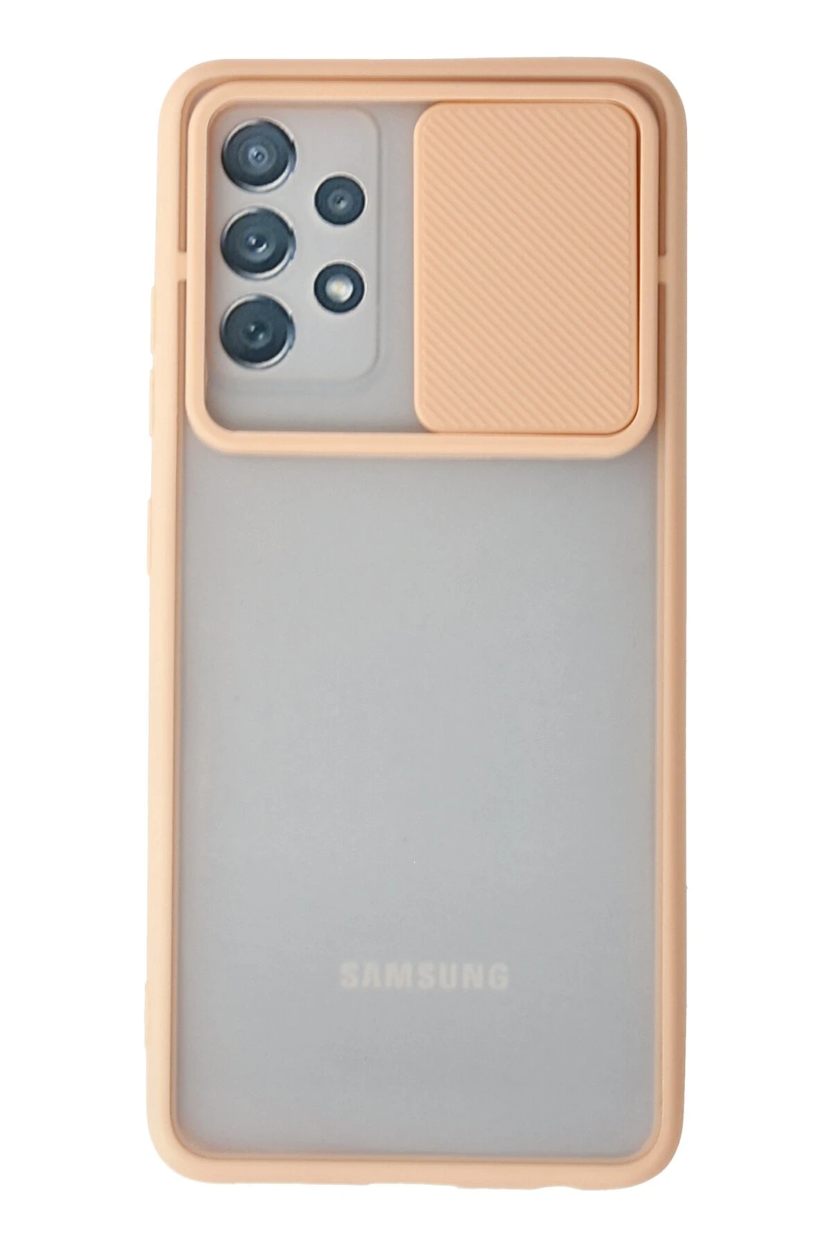 Newface Samsung Galaxy A72 Kılıf Palm Buzlu Kamera Sürgülü Silikon - Pembe