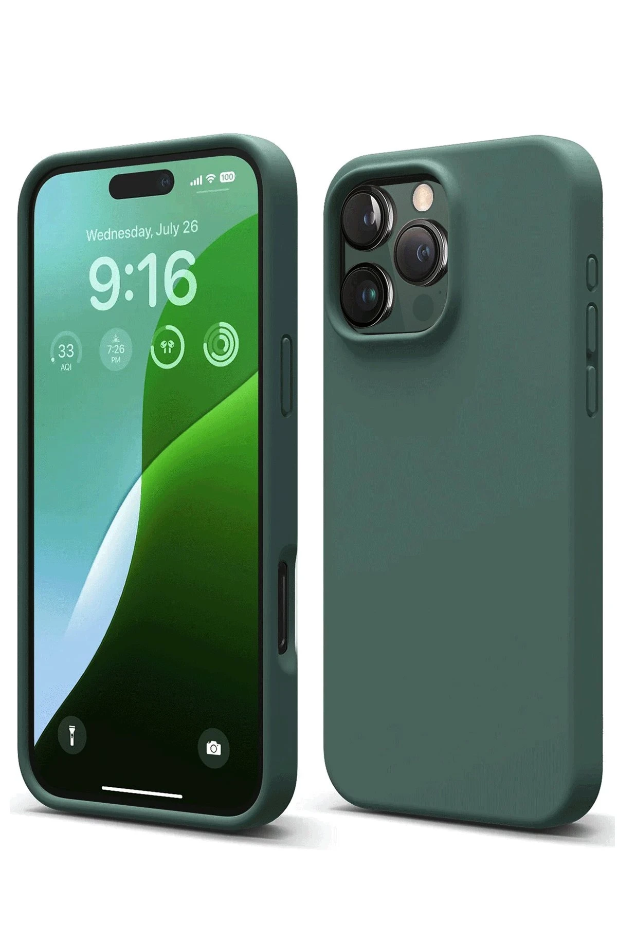 Newface iPhone 16 Pro Kılıf Nano içi Kadife Silikon - Koyu Yeşil