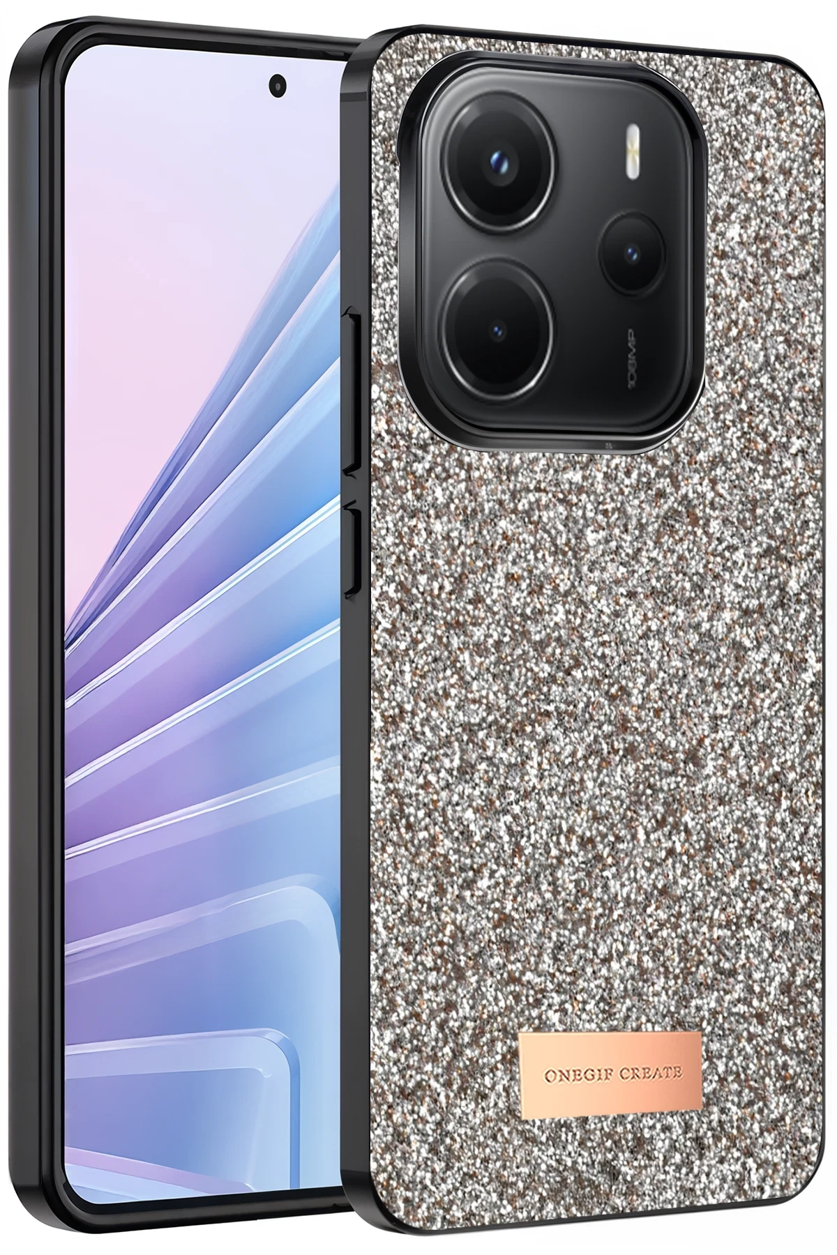 Onegif Xiaomi Redmi Note 14 4G Bright Simli Kapak - Gold