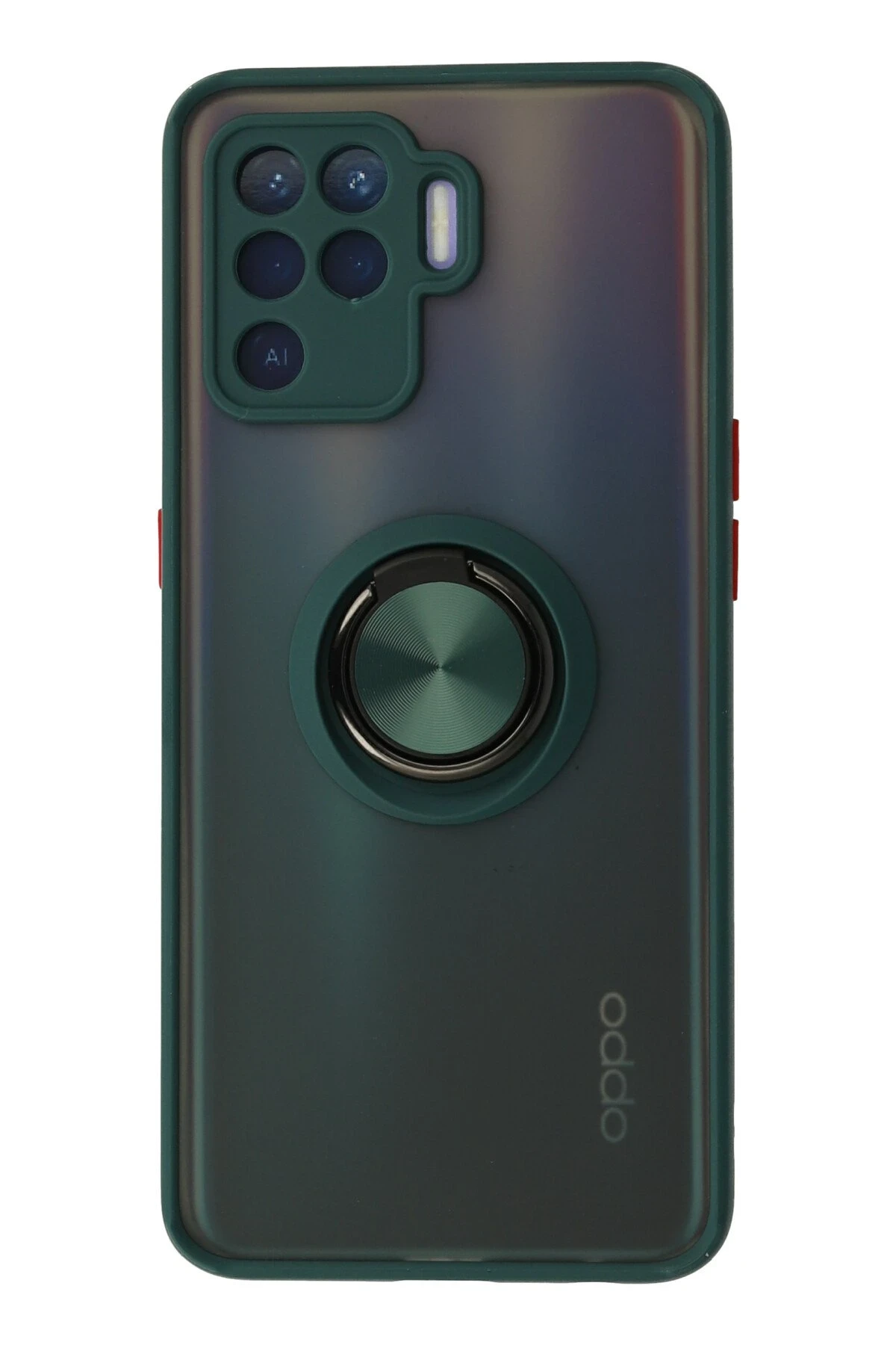 Newface Oppo Reno 5 Lite Kılıf Montreal Yüzüklü Silikon Kapak - Yeşil