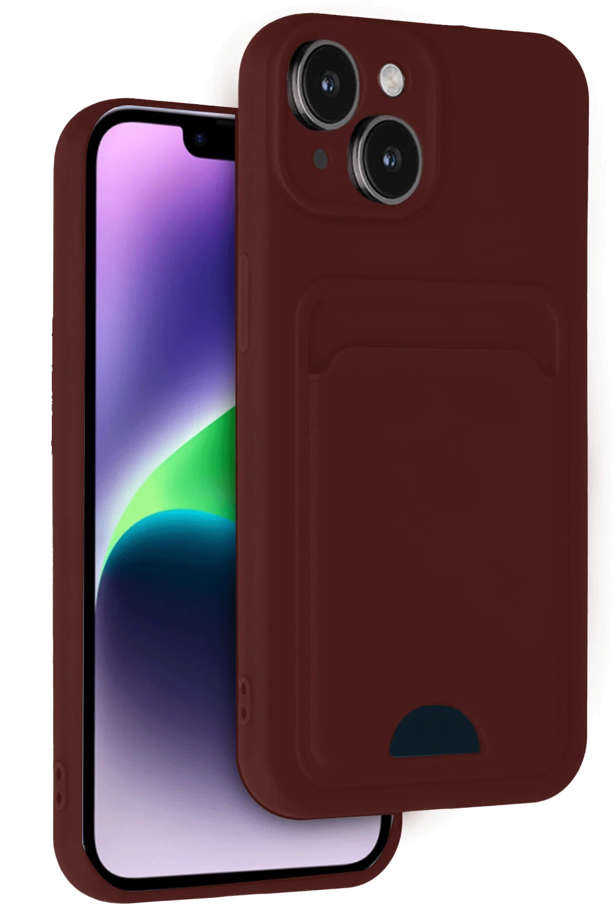 Newface iPhone 14 Kılıf Kelvin Kartvizitli Silikon - Bordo