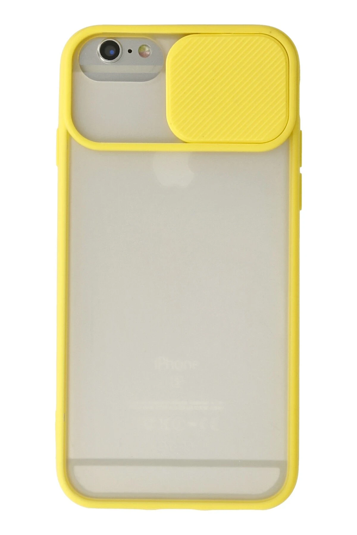 Newface iPhone 6 Plus Kılıf Palm Buzlu Kamera Sürgülü Silikon - Sarı