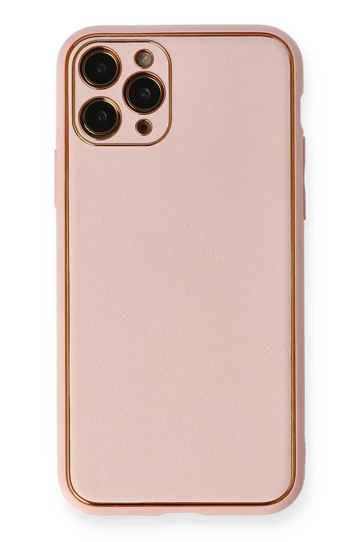 Newface iPhone 11 Pro Max Kılıf Coco Deri Silikon Kapak - Pembe