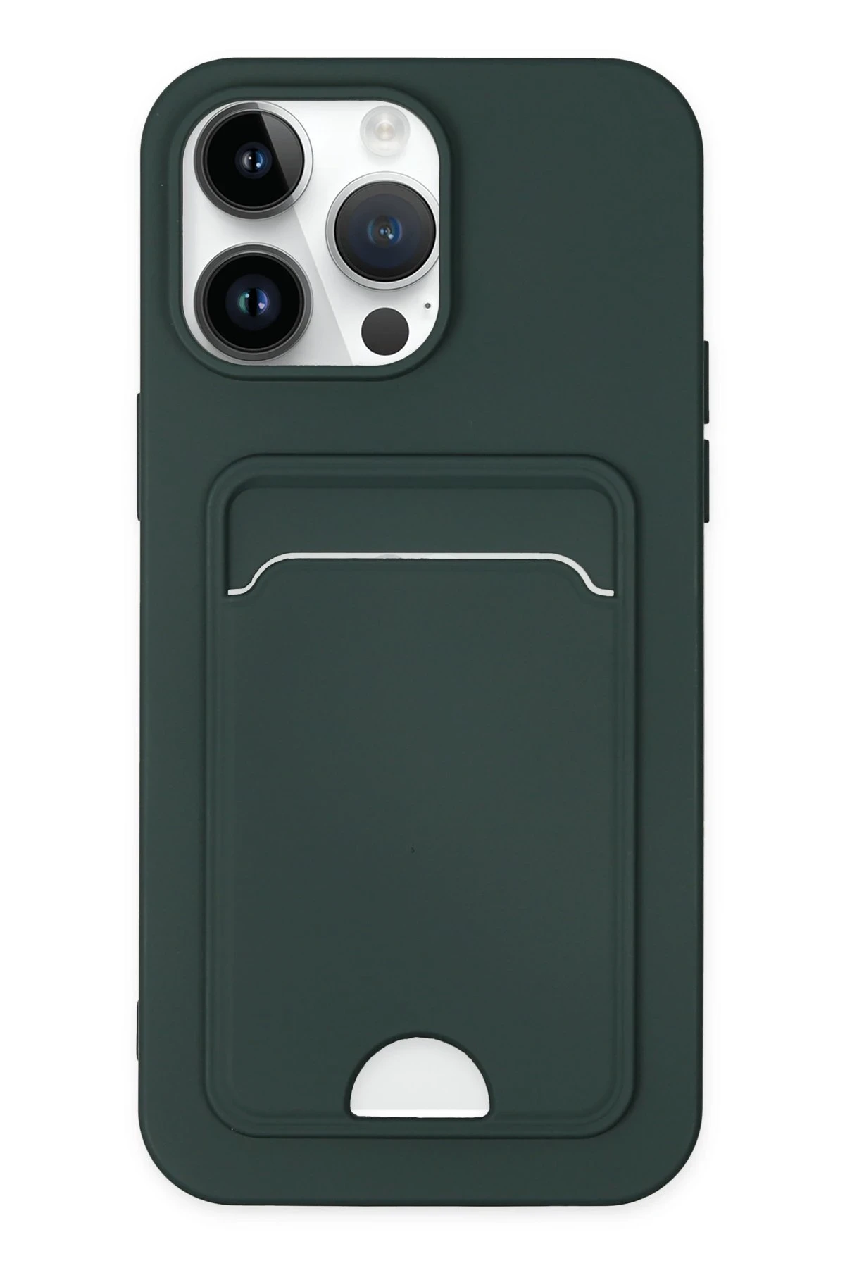Newface iPhone 14 Pro Kılıf Kelvin Kartvizitli Silikon - Koyu Yeşil