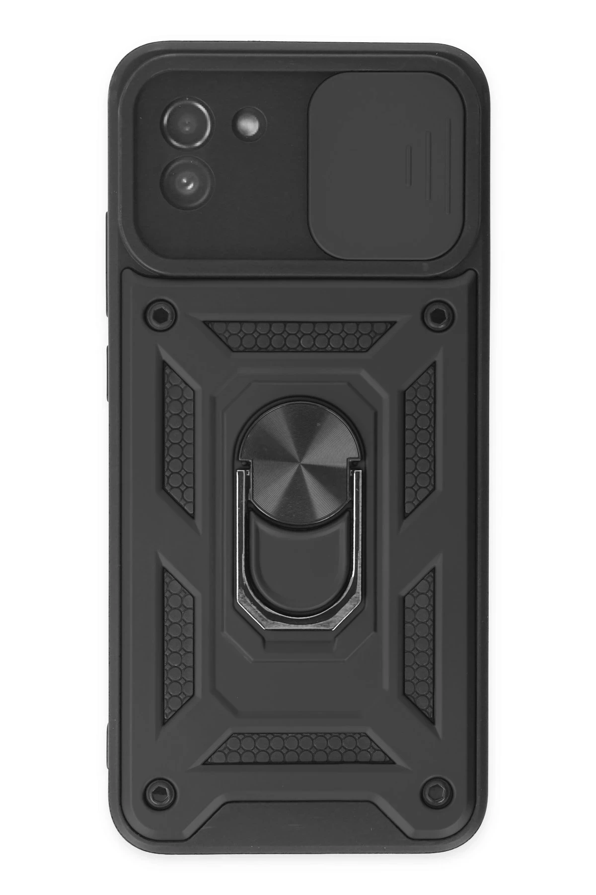 Newface Samsung Galaxy A03 Kılıf Pars Lens Yüzüklü Silikon - Siyah