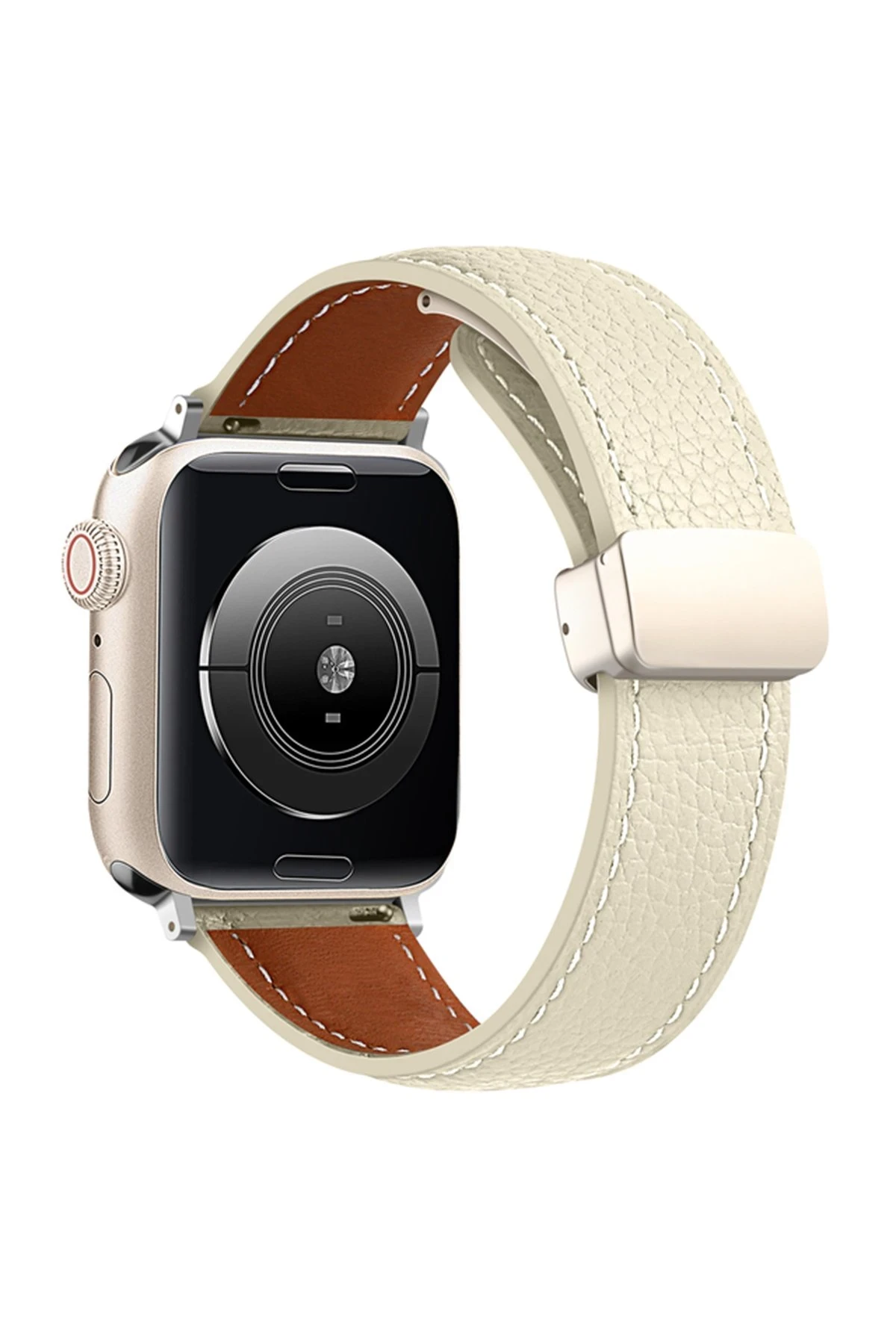 Newface Apple Watch 42mm KR414 Daks Deri Kordon - Beyaz