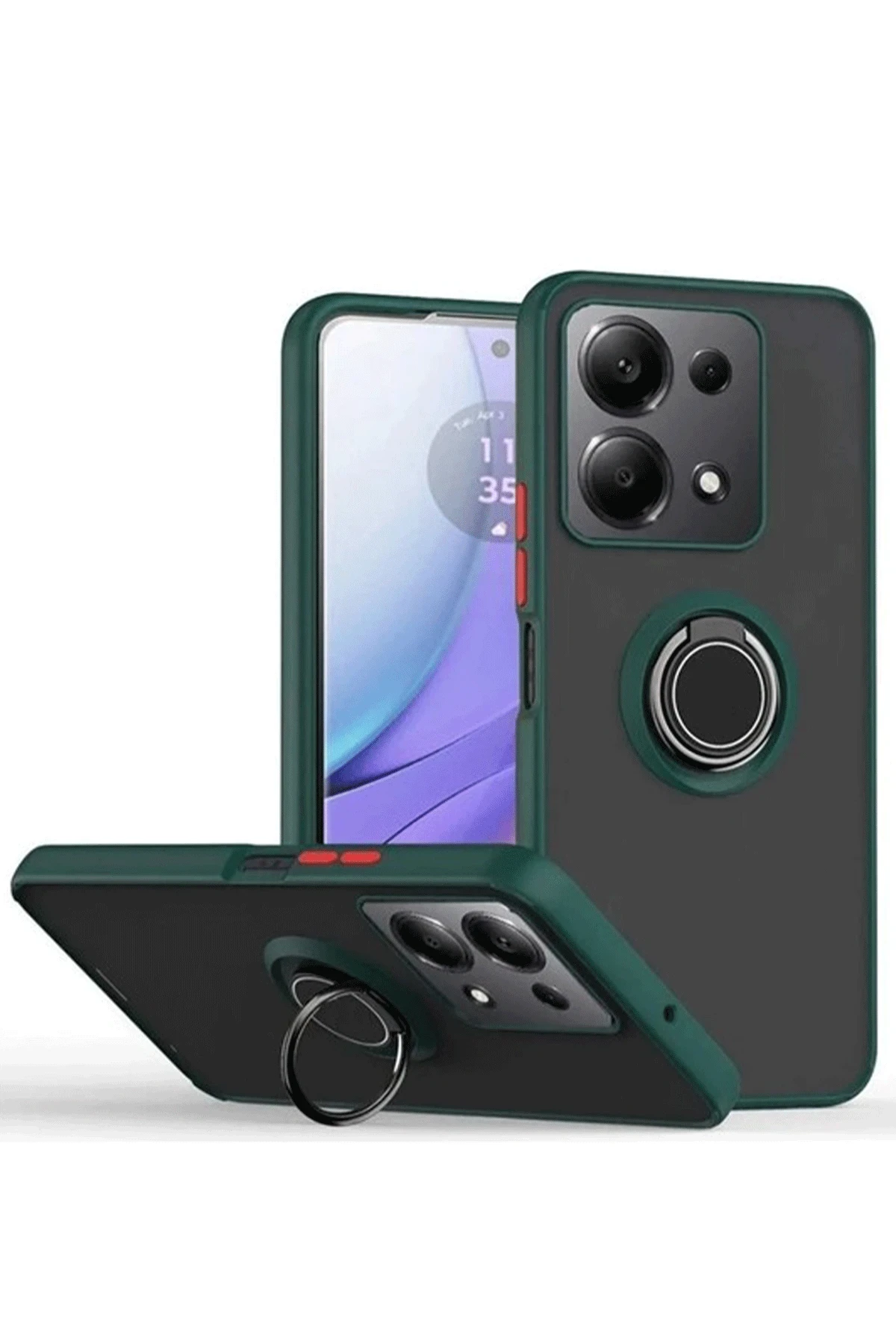 Newface Xiaomi Redmi Note 13 Pro 5G Kılıf Montreal Yüzüklü Silikon Kapak - Yeşil