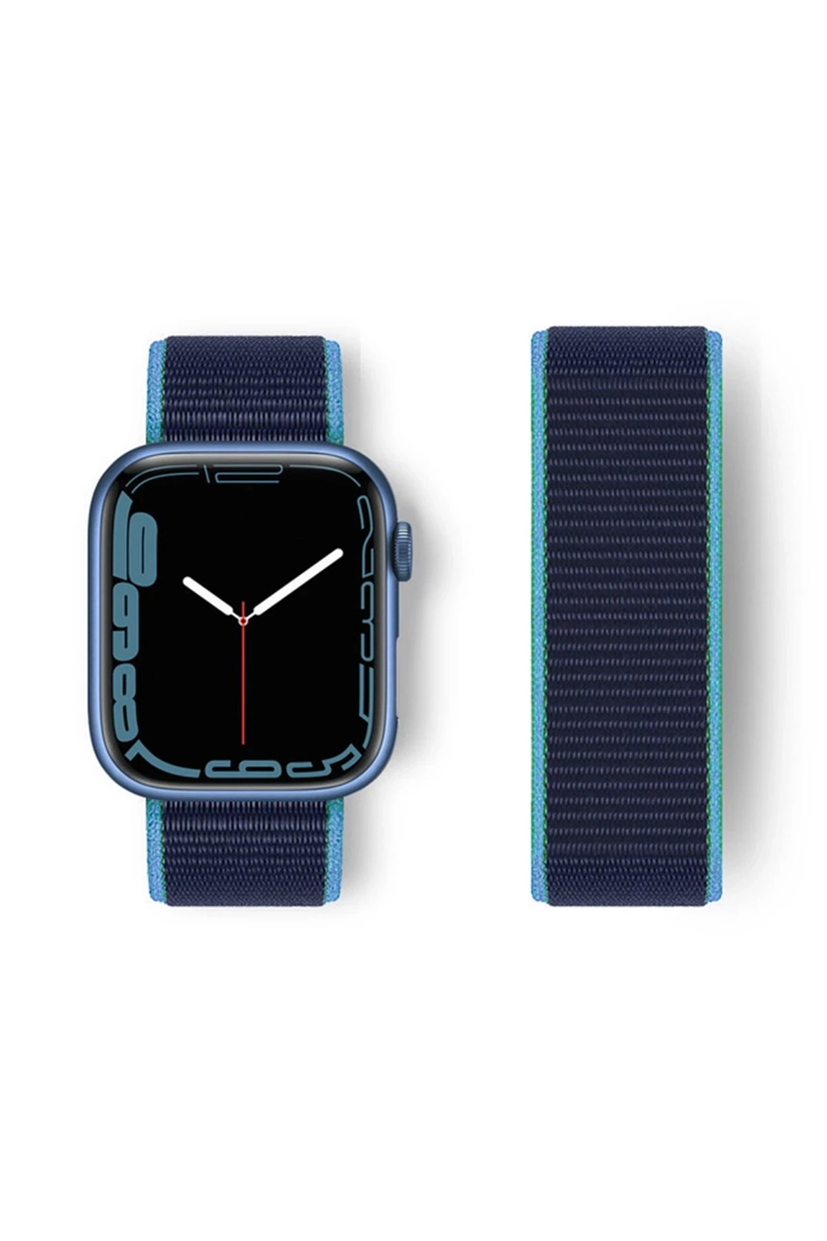 Newface Apple Watch 38mm Hasırlı Cırtcırtlı Kordon - Mavi-Lacivert