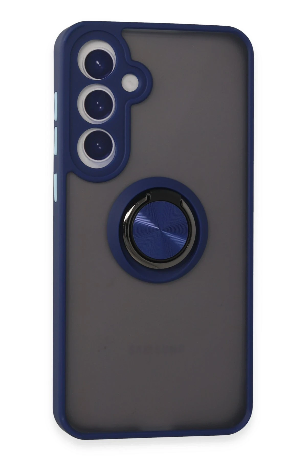 Newface Samsung Galaxy S24 Plus Kılıf Montreal Yüzüklü Silikon Kapak - Lacivert