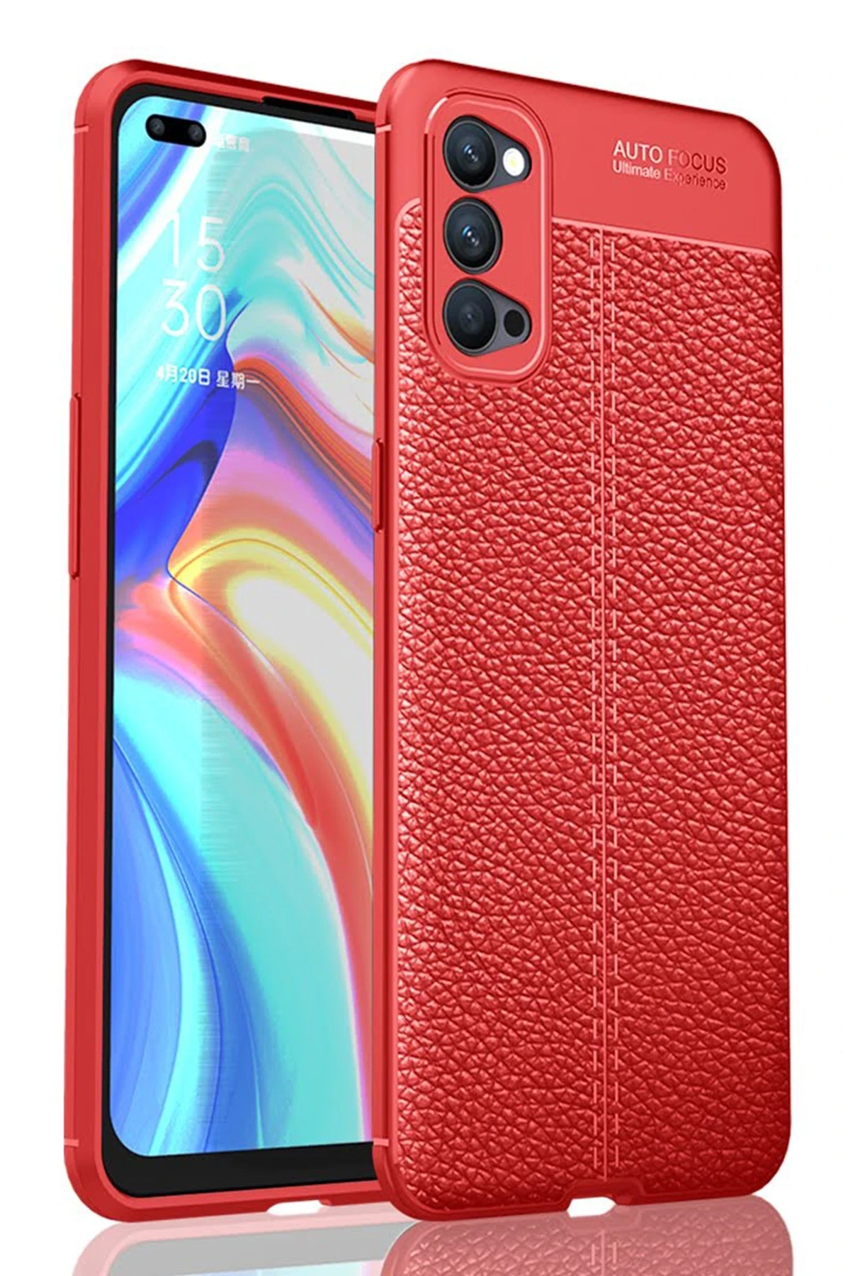 Newface Oppo Reno 4 Kılıf Auto Focus Kapak - Kırmızı