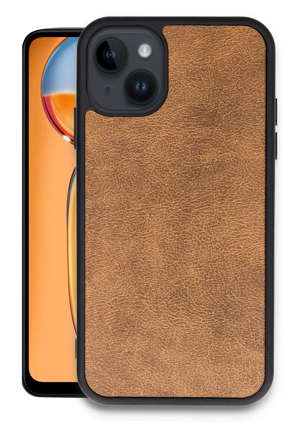 Newface iPhone 15 Kılıf Aras Deri Kapak - Taba