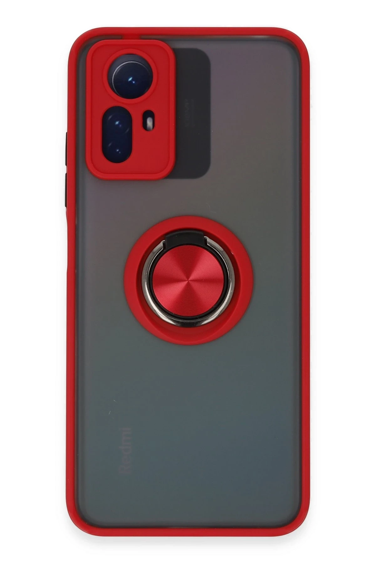 Newface Xiaomi Redmi Note 12S Kılıf Montreal Yüzüklü Silikon Kapak - Kırmızı