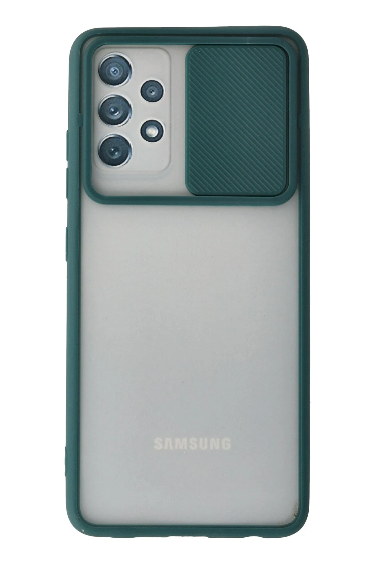 Newface Samsung Galaxy A72 Kılıf Palm Buzlu Kamera Sürgülü Silikon - Yeşil