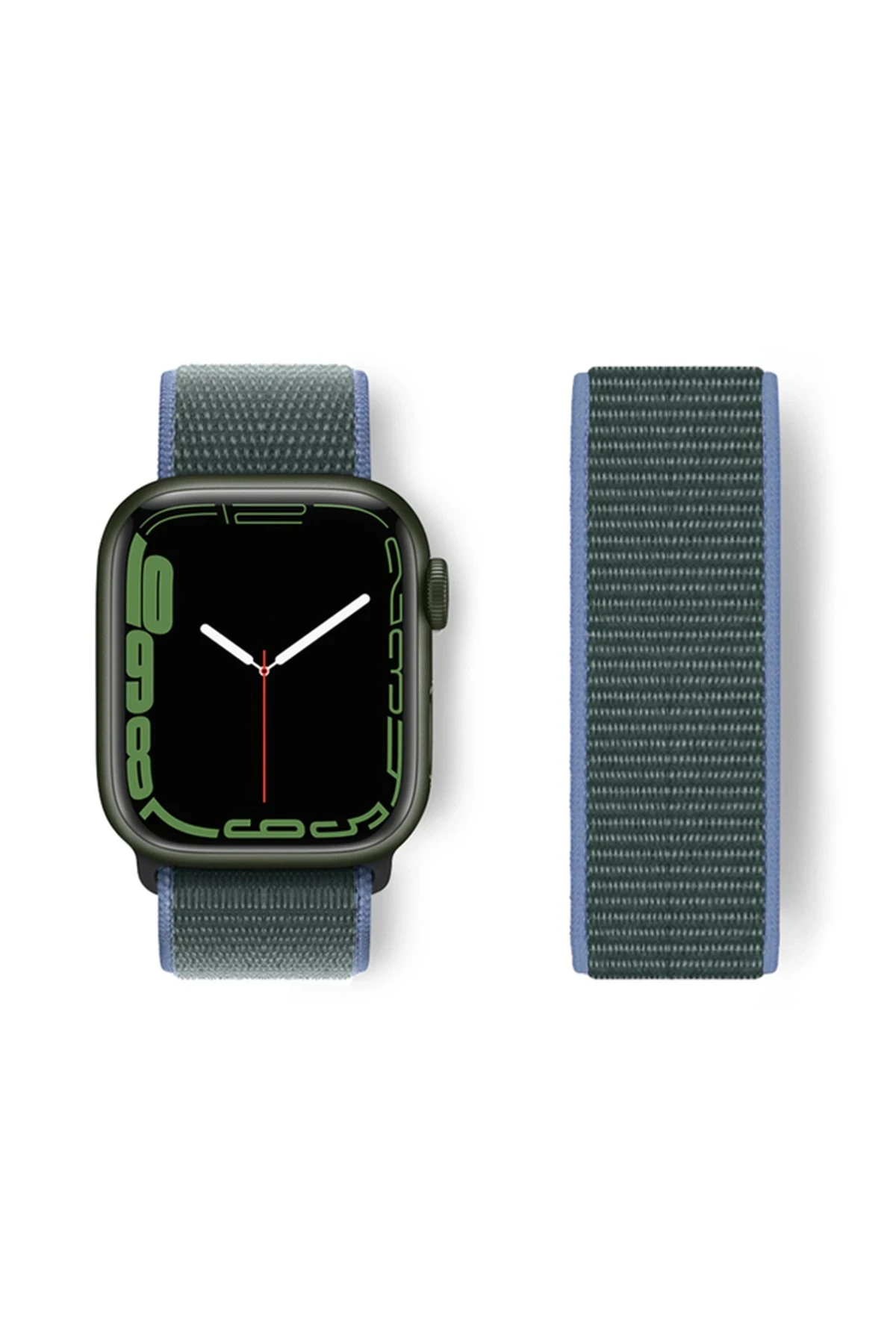 Newface Apple Watch 38mm Hasırlı Cırtcırtlı Kordon - Mavi-Yeşil