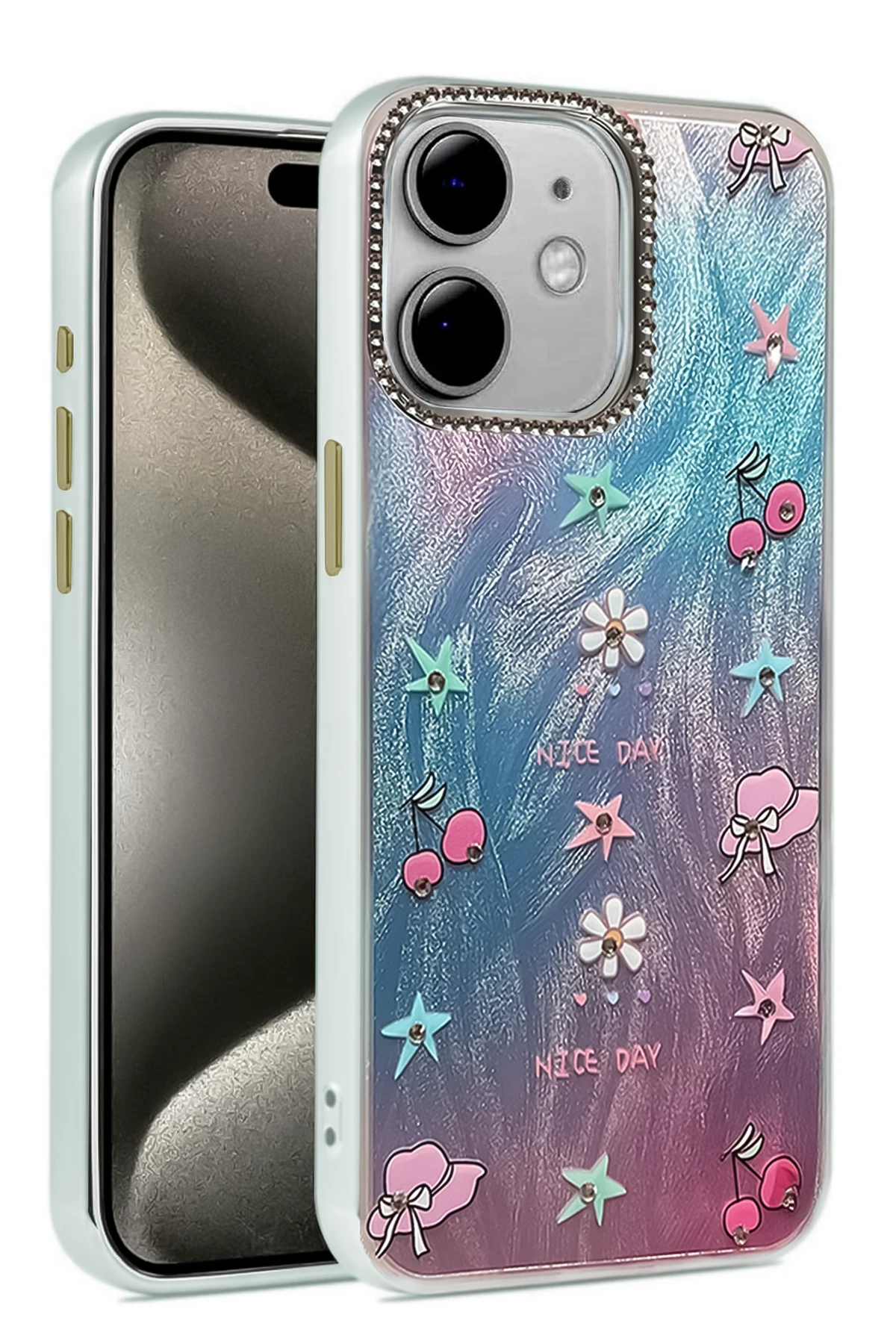 Newface iPhone 12 Kılıf Blade Aynalı Desenli Kapak - Desen 4