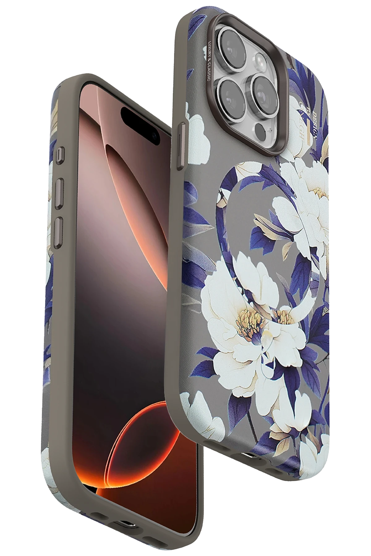 Onegif iPhone 15 Pro Flower Series Magsafe Kapak - Gri