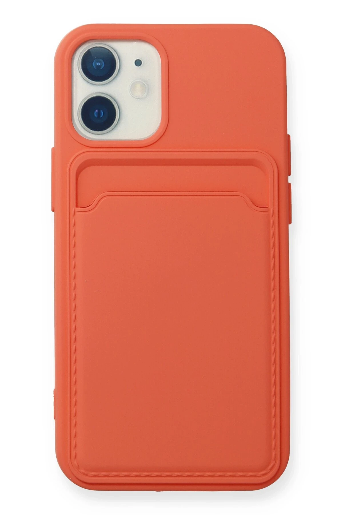 Newface iPhone 12 Kılıf Kelvin Kartvizitli Silikon - Turuncu