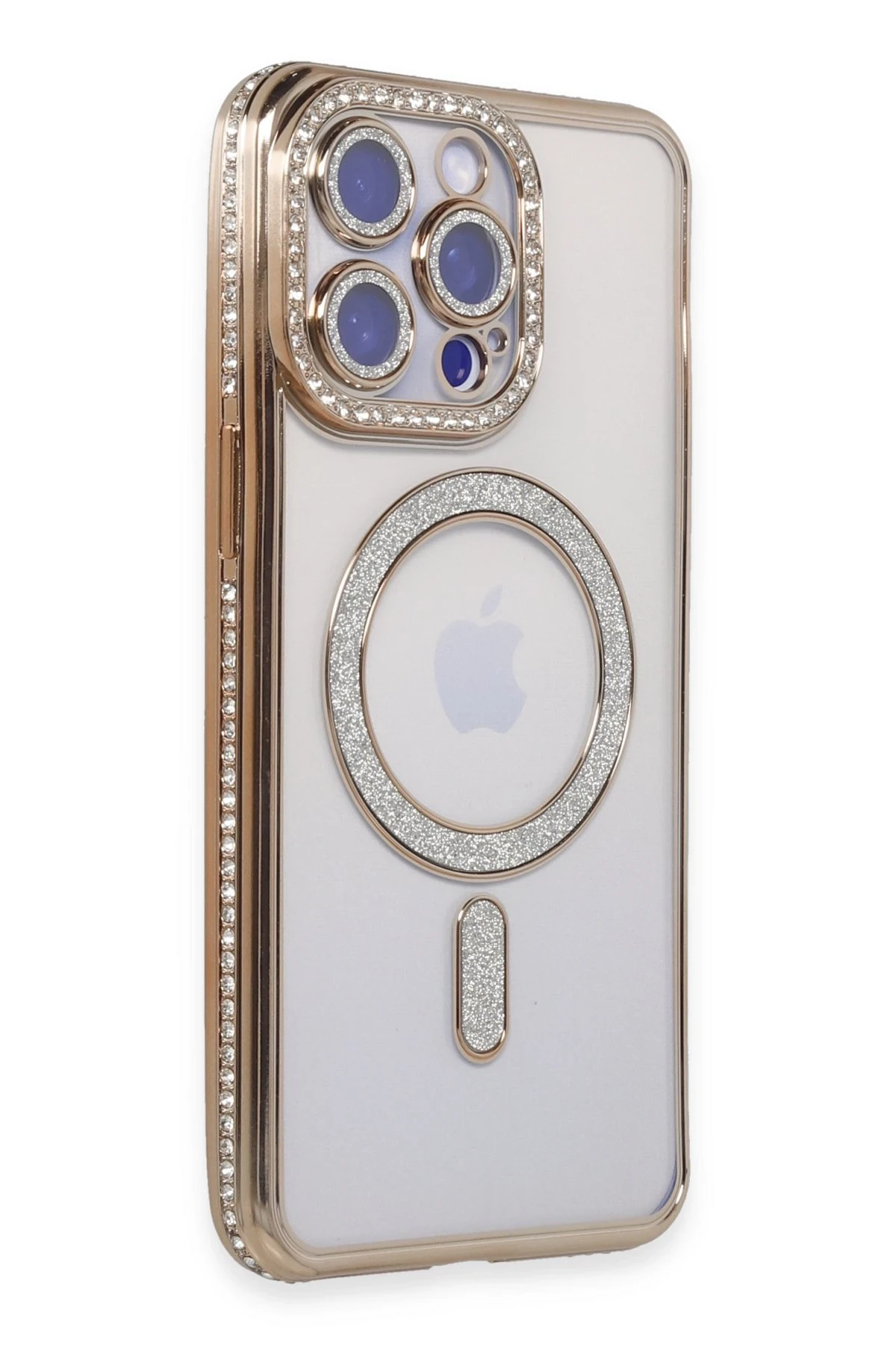 Newface iPhone 14 Pro Kılıf Joke Simli Magneticsafe Kılıf - Gold