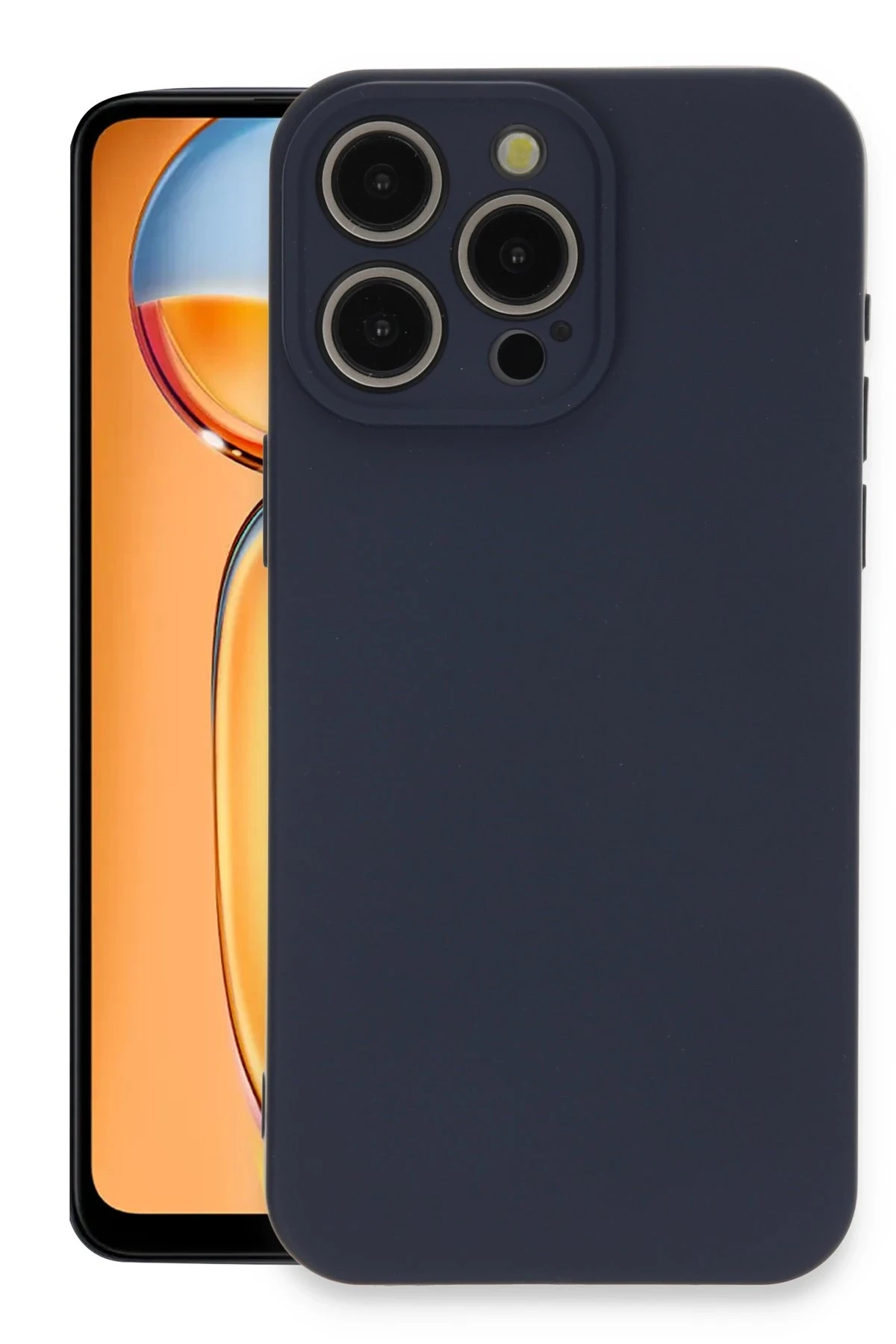 Newface iPhone 15 Pro Max Kılıf Nano içi Kadife Silikon - Lacivert