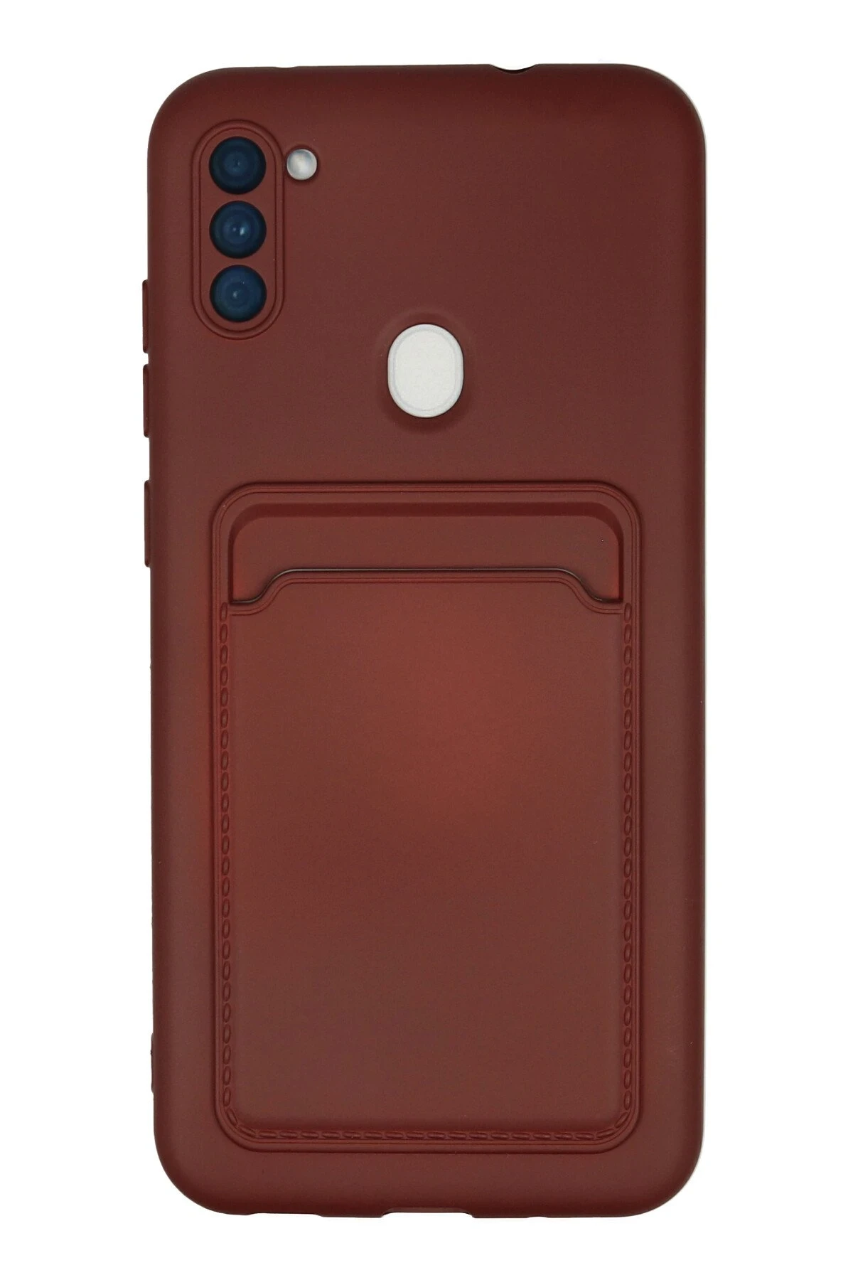 Newface Samsung Galaxy A11 Kılıf Kelvin Kartvizitli Silikon - Bordo
