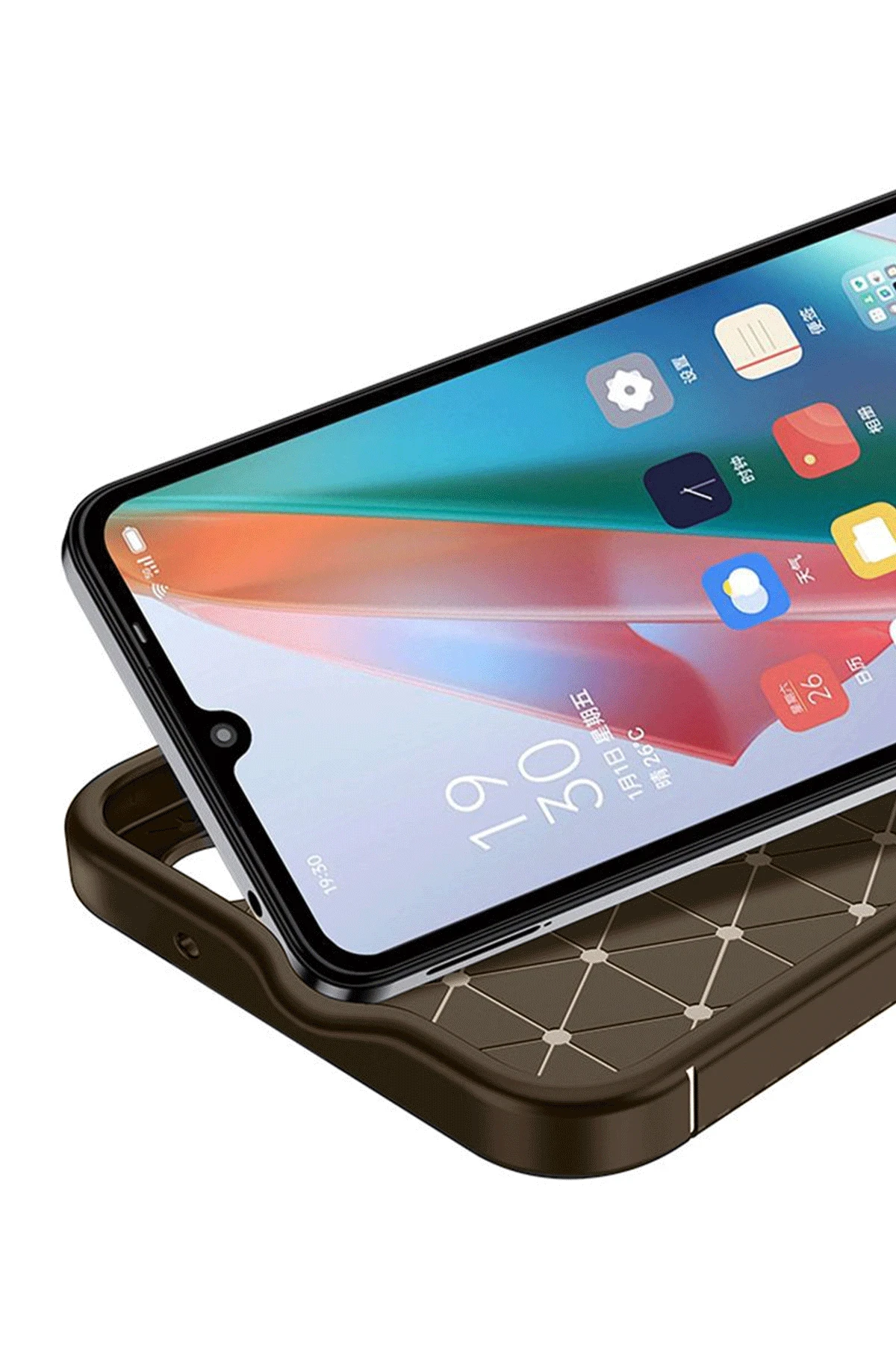 Newface Honor Magic 7 Lite Kılıf Auto Focus Karbon Kapak - Kahverengi