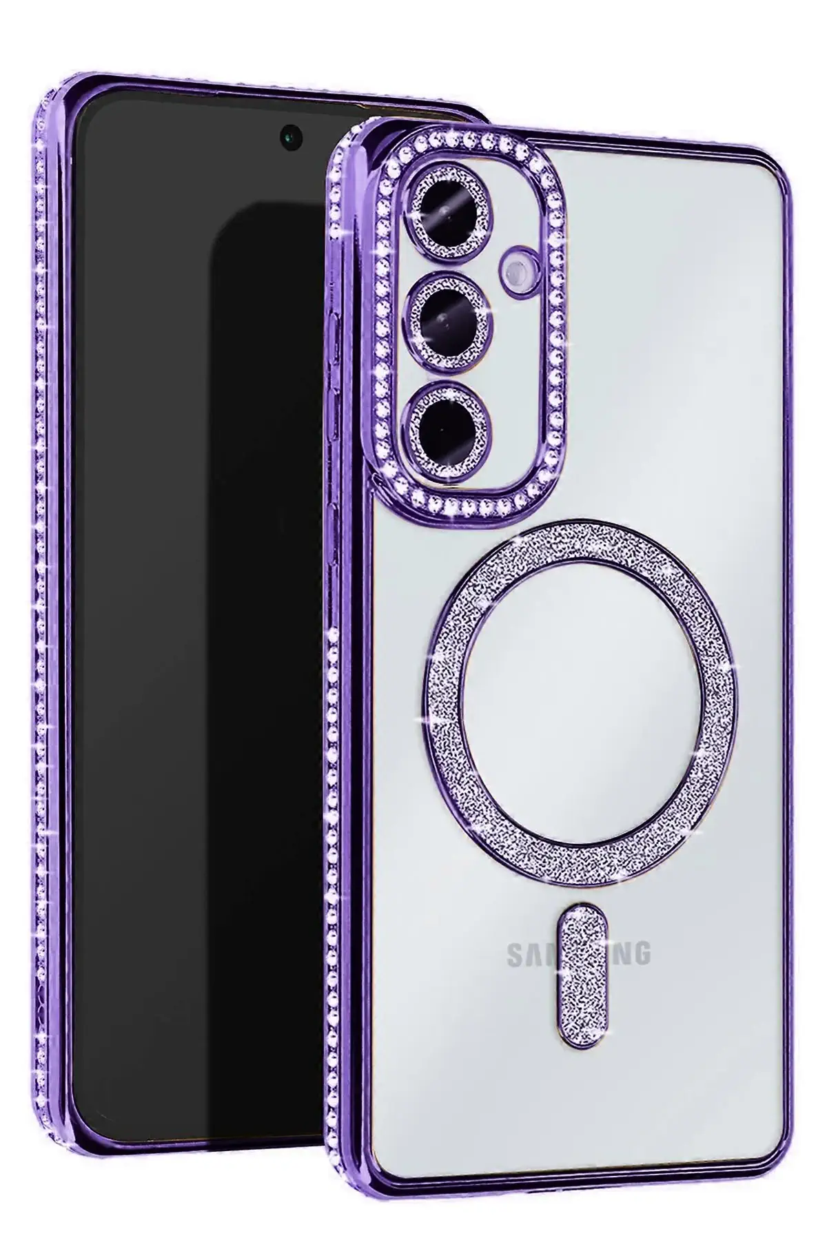 Newface Samsung Galaxy S25 Plus Kılıf Joke Simli Magneticsafe Kılıf - Derin Mor