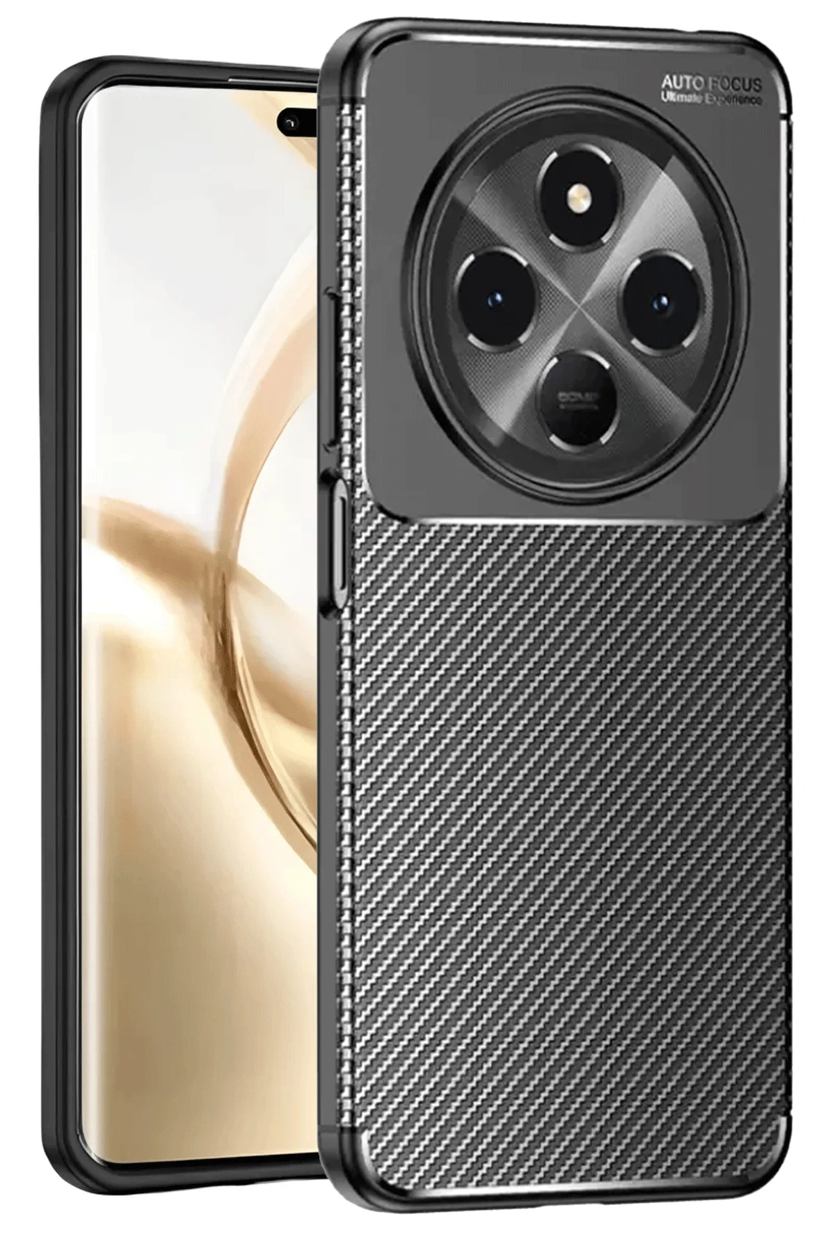 Newface Tecno Spark 30 Kılıf Auto Focus Karbon Kapak - Siyah