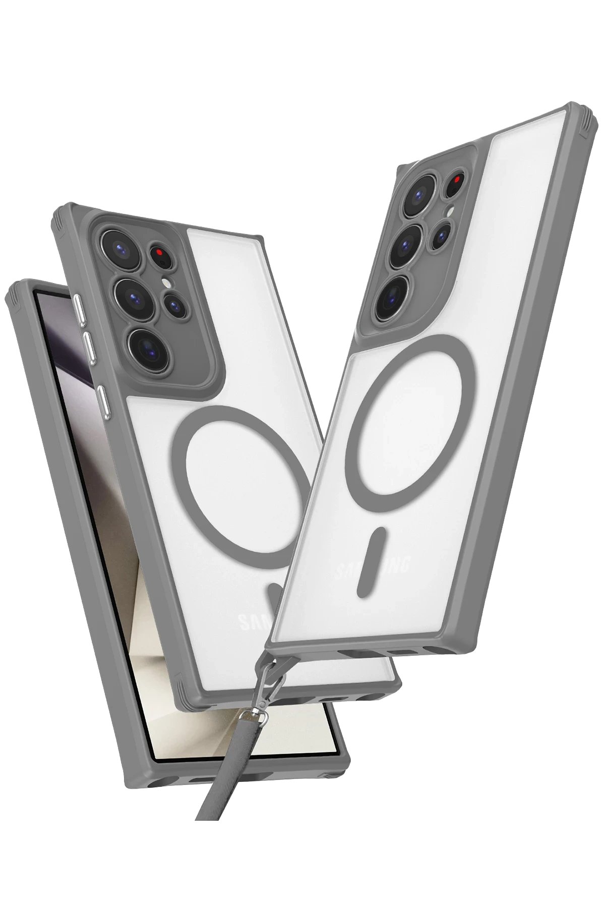 Newface Samsung Galaxy S25 Ultra Kılıf Enka Magsafe Silikon Kılıf - Titan Gri