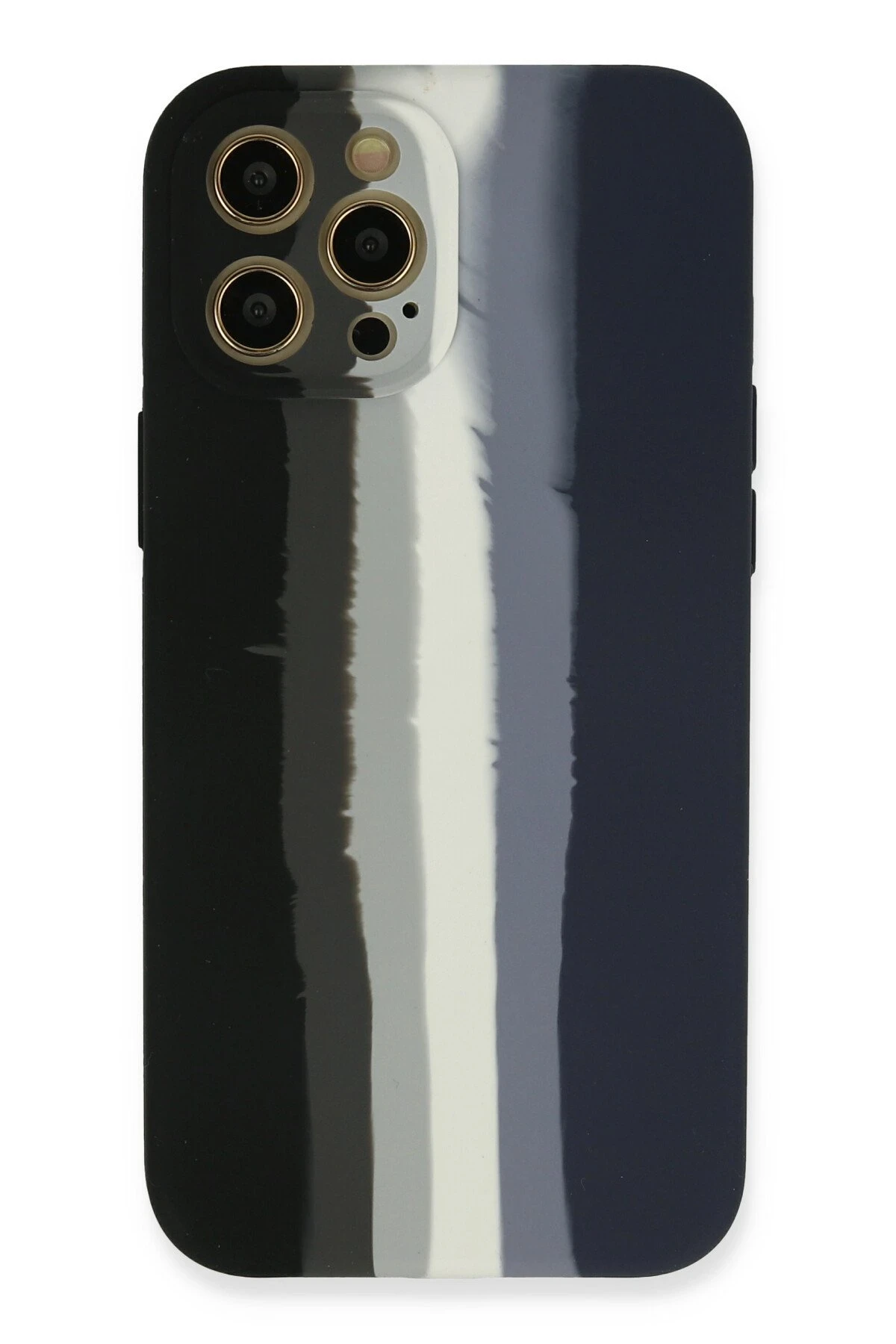 Newface iPhone 12 Pro Kılıf Ebruli Lansman Silikon - Siyah-Lacivert