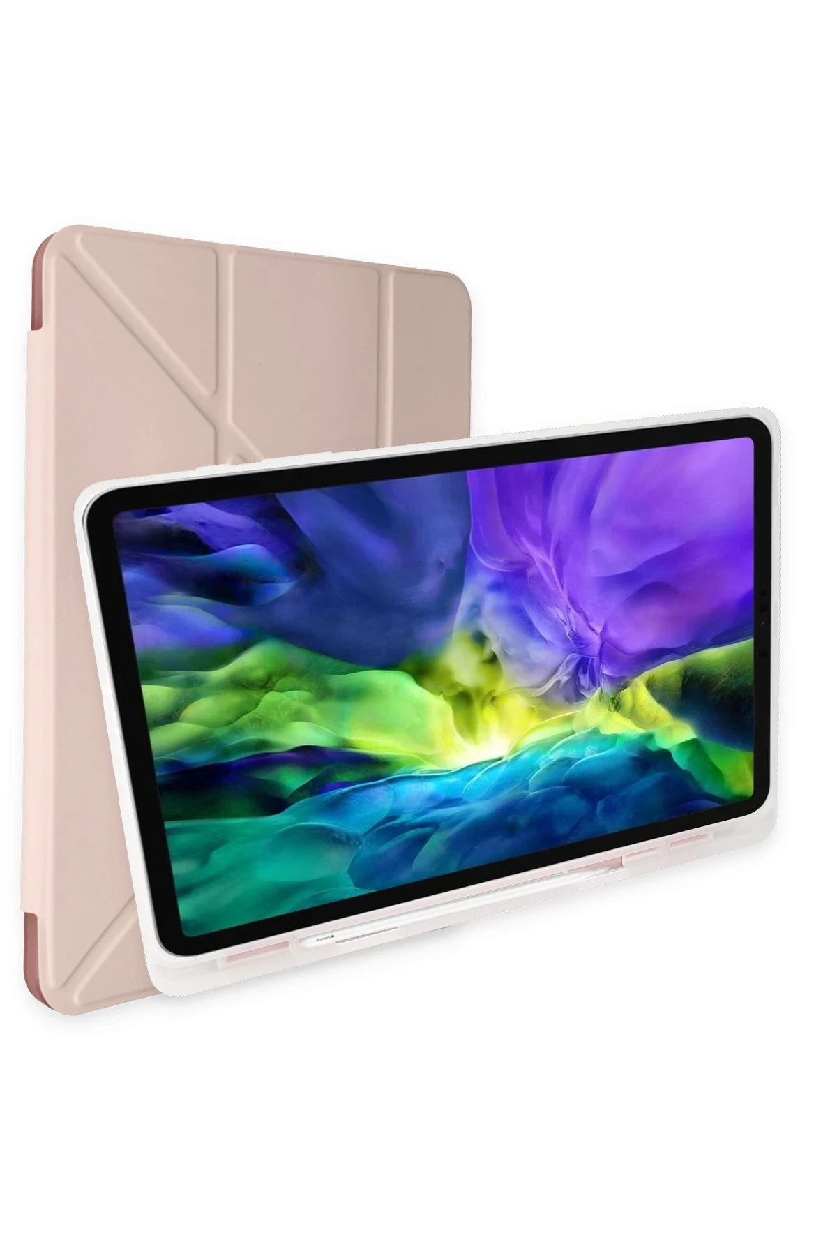 Newface Samsung Galaxy P610 Tab S6 Lite 10.4 Kılıf Kalemlikli Mars Tablet Kılıfı - Rose Gold