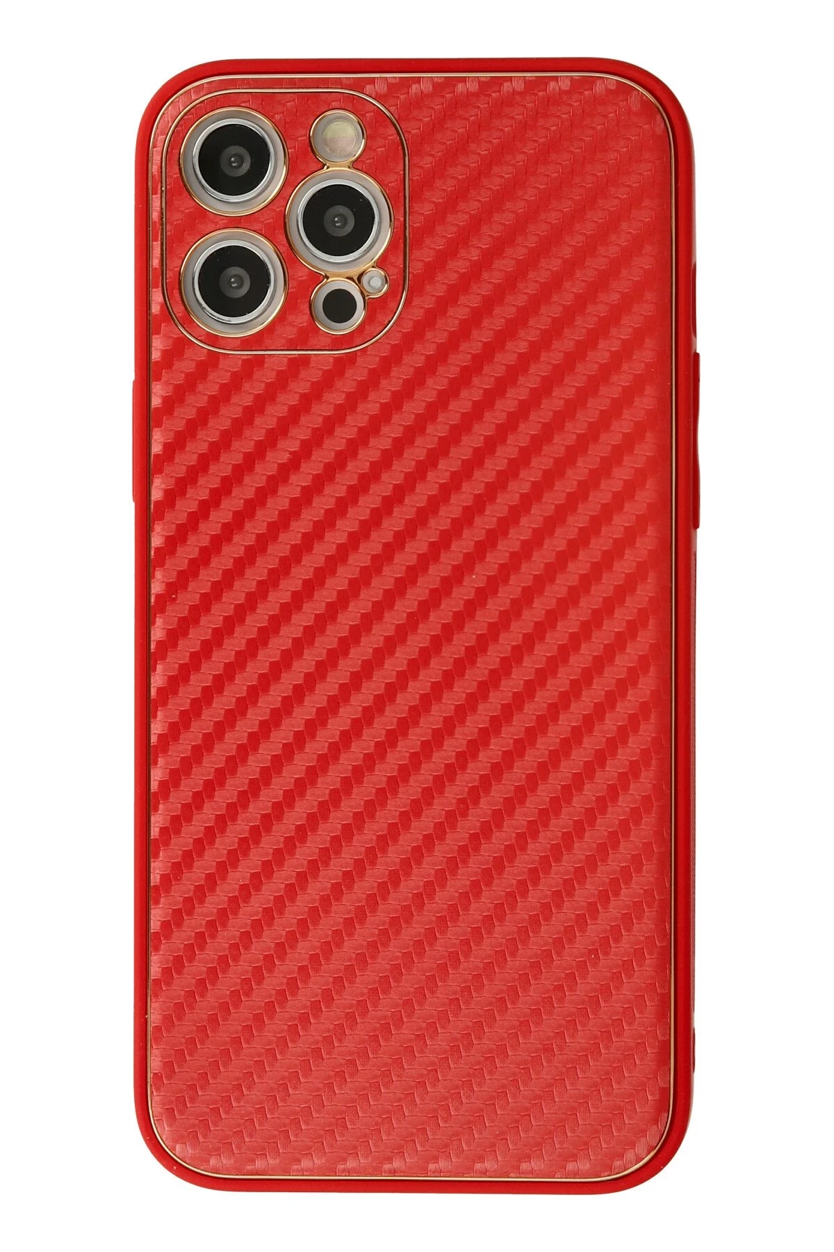 Newface iPhone 12 Pro Max Kılıf Coco Karbon Silikon - Kırmızı