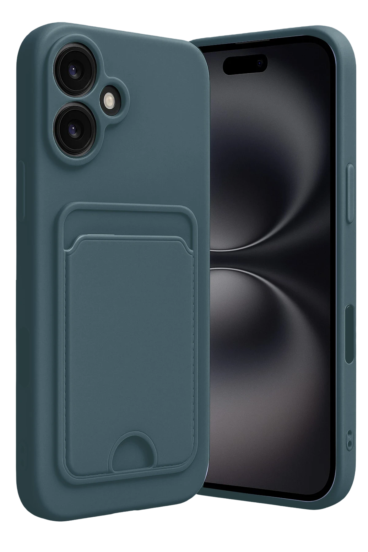Newface iPhone 16 Kılıf Kelvin Kartvizitli Silikon - Koyu Yeşil