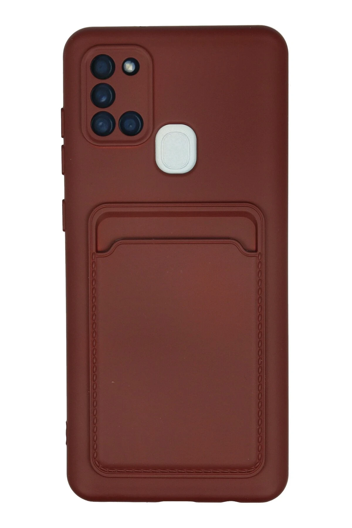 Newface Samsung Galaxy A21S Kılıf Kelvin Kartvizitli Silikon - Bordo