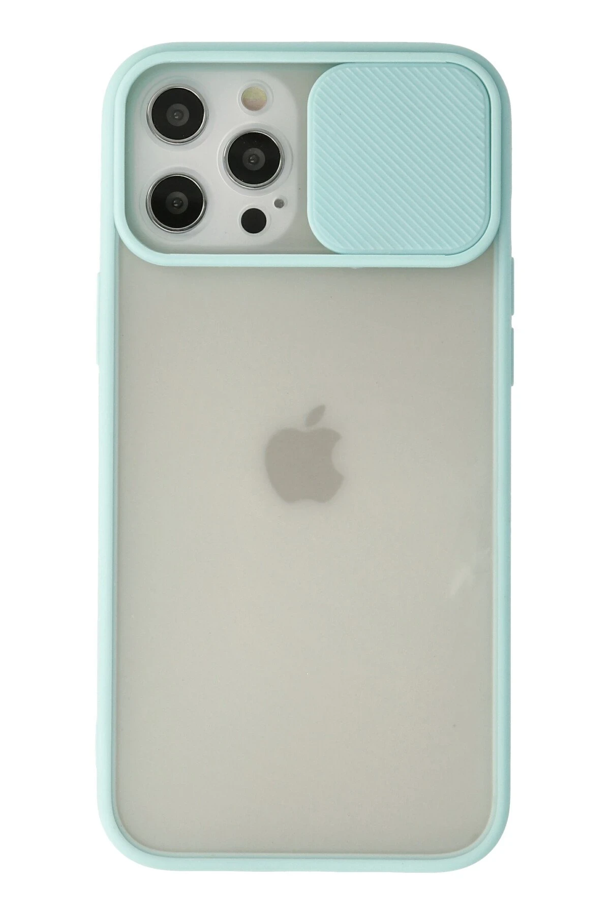 Newface iPhone 12 Pro Max Kılıf Palm Buzlu Kamera Sürgülü Silikon - Turkuaz