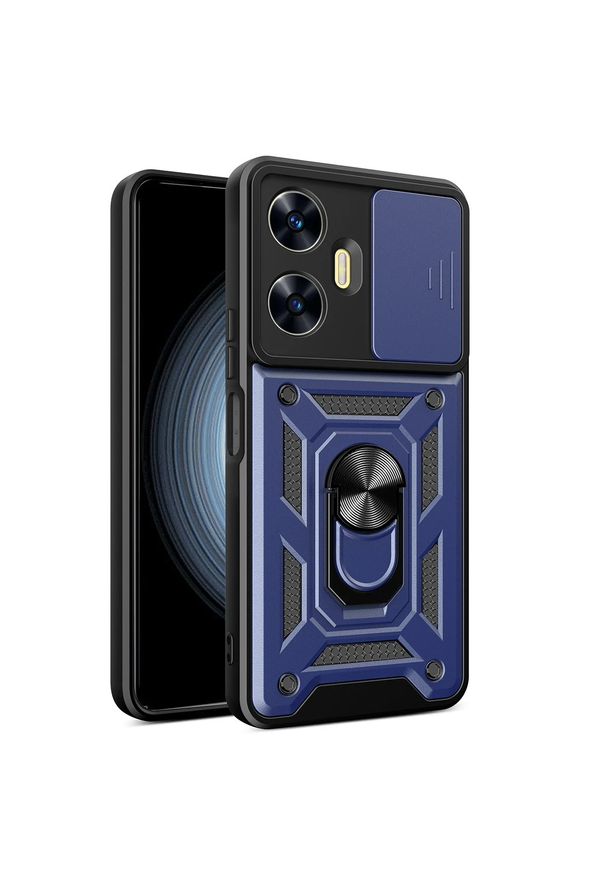 Newface Realme C55 Kılıf Pars Lens Yüzüklü Silikon - Lacivert