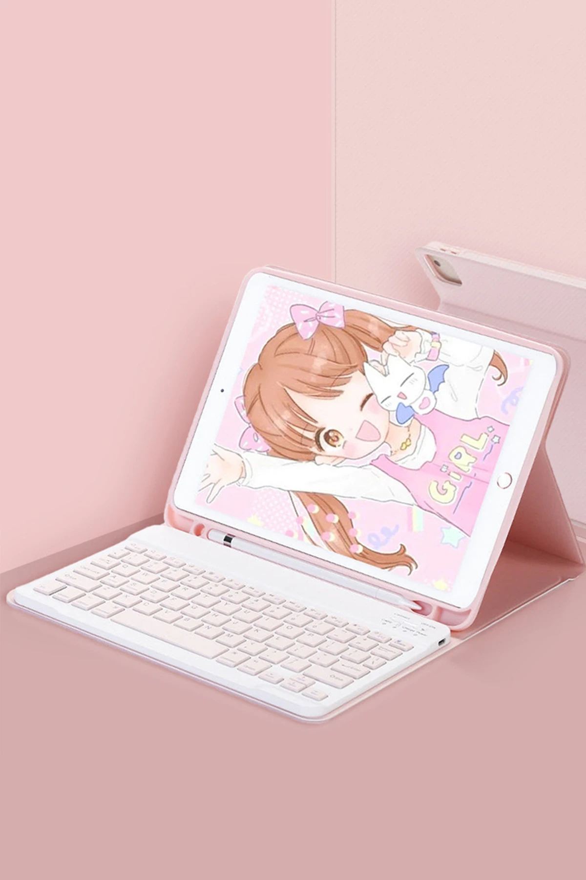 Newface iPad Pro 11 (2022) Kılıf KC01 Smart Klavyeli Tablet Kılıfı - Pembe