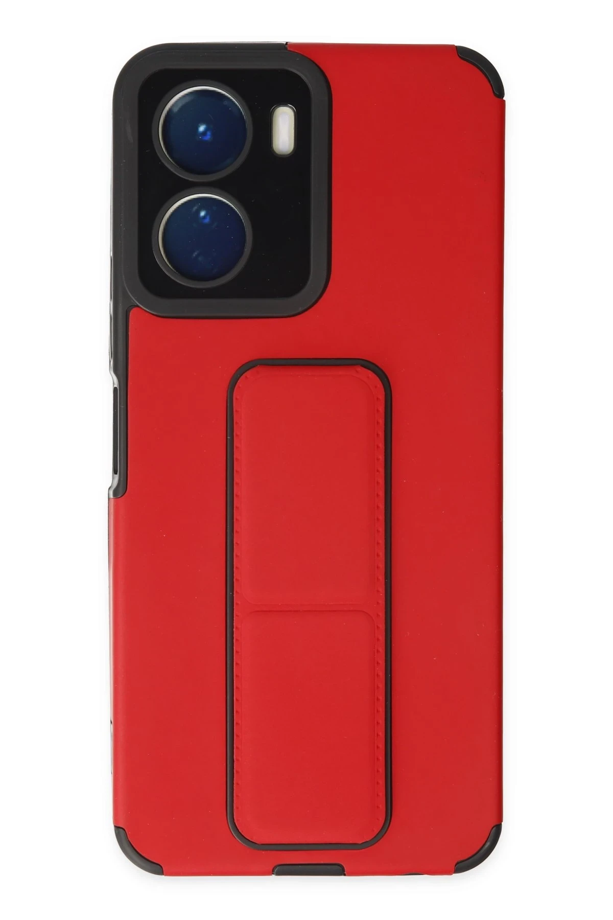 Newface Vivo Y16 Kılıf Mega Standlı Silikon - Kırmızı