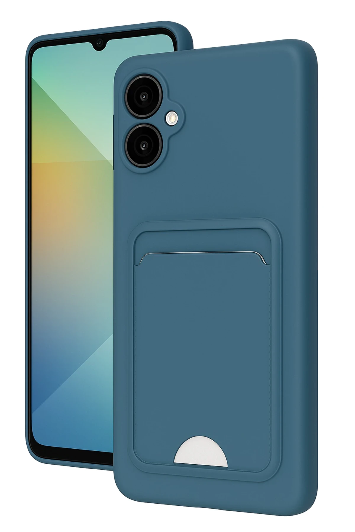 Newface Samsung Galaxy A06 Kılıf Kelvin Kartvizitli Silikon - Mavi