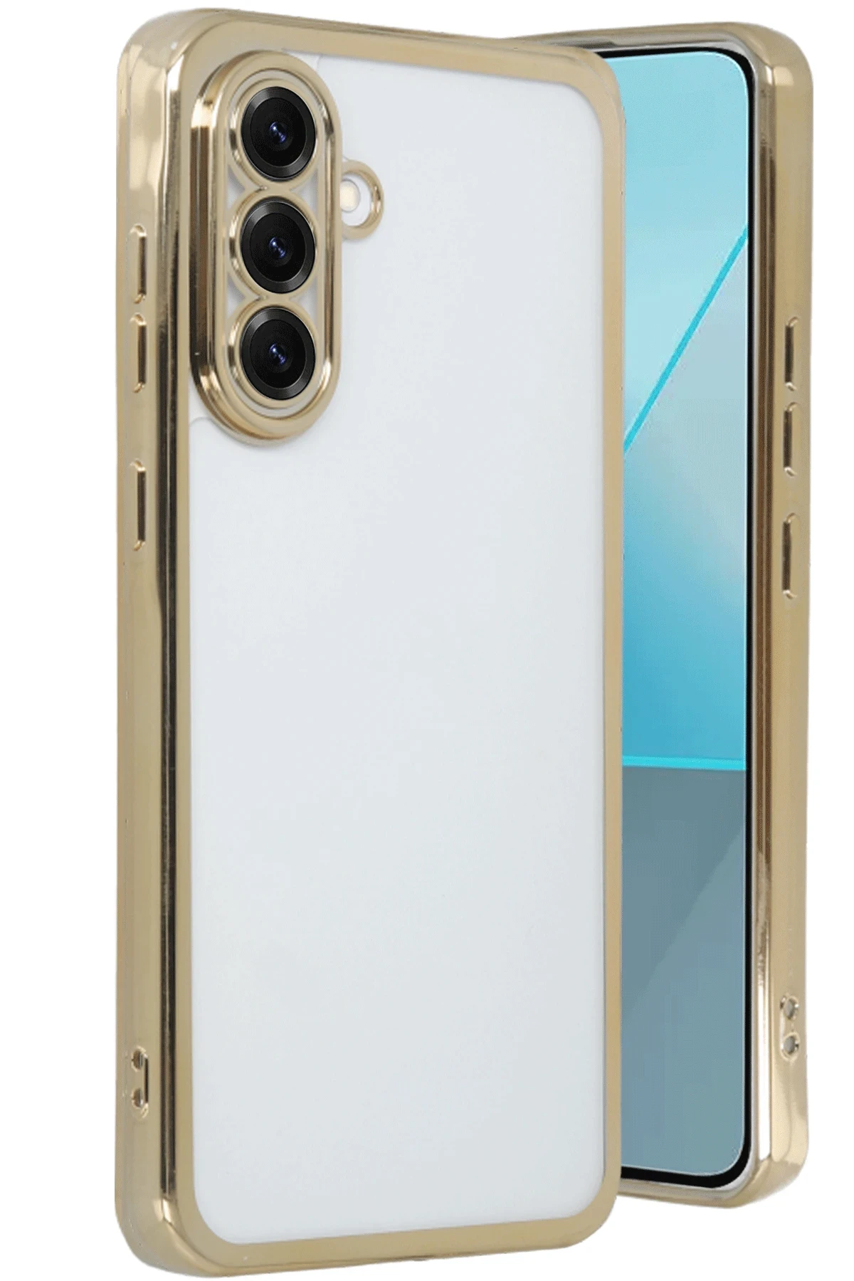 Newface Samsung Galaxy A56 Kılıf Razer Lensli Silikon - Gold