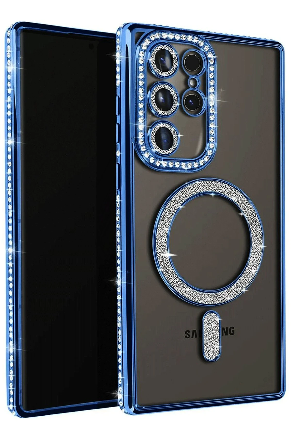Newface Samsung Galaxy S25 Ultra Kılıf Joke Simli Magneticsafe Kılıf - Lacivert