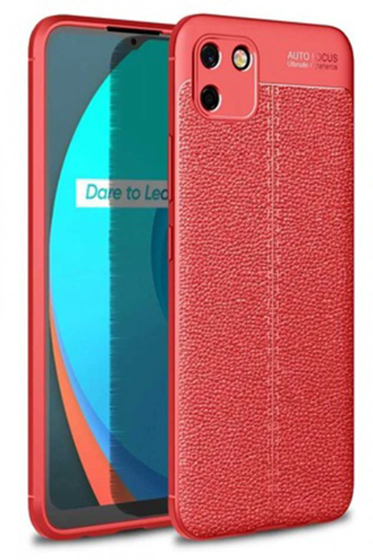 Newface Realme C11 Kılıf Auto Focus Kapak - Kırmızı