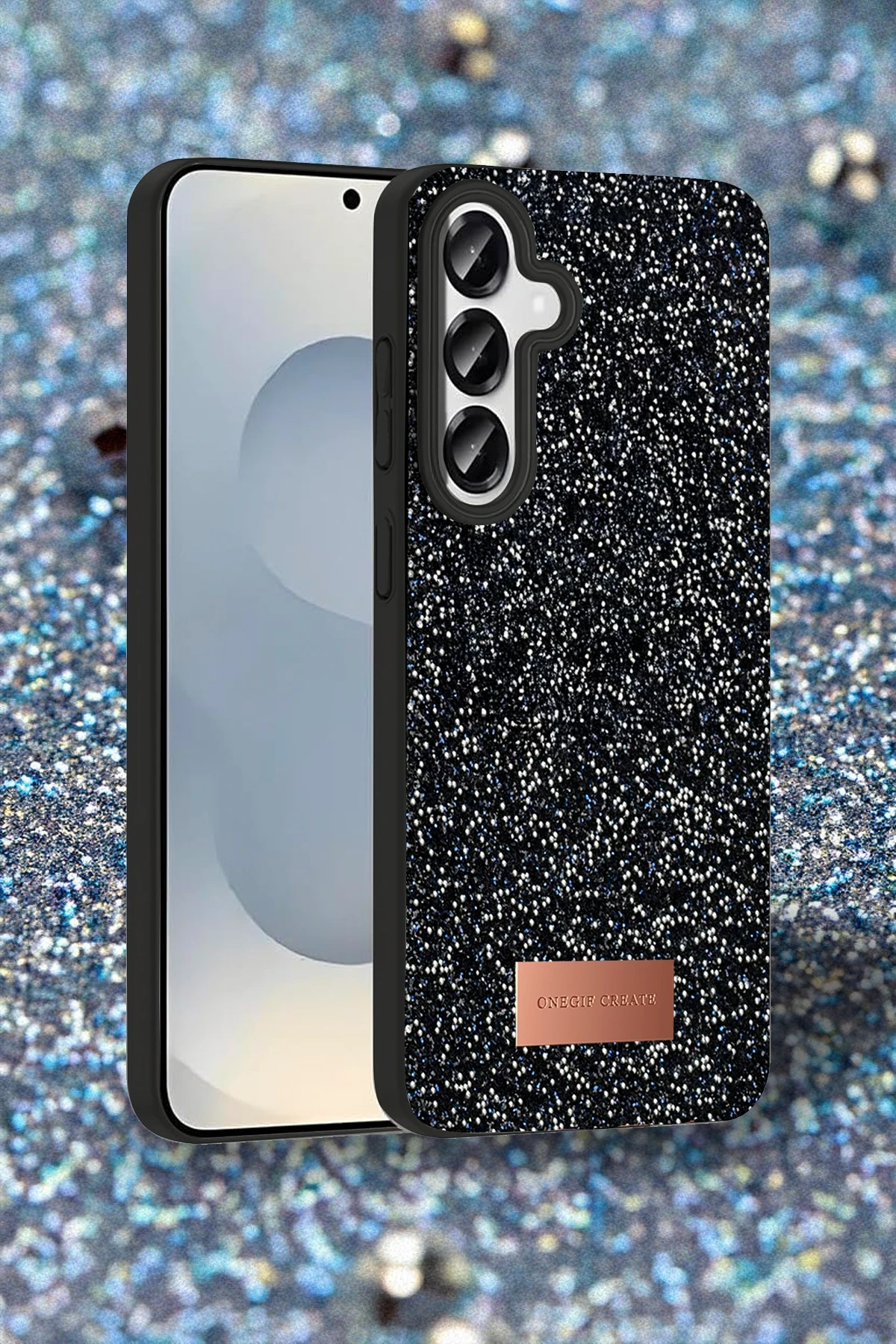 Onegif Samsung Galaxy S25 Bright Simli Kapak - Siyah