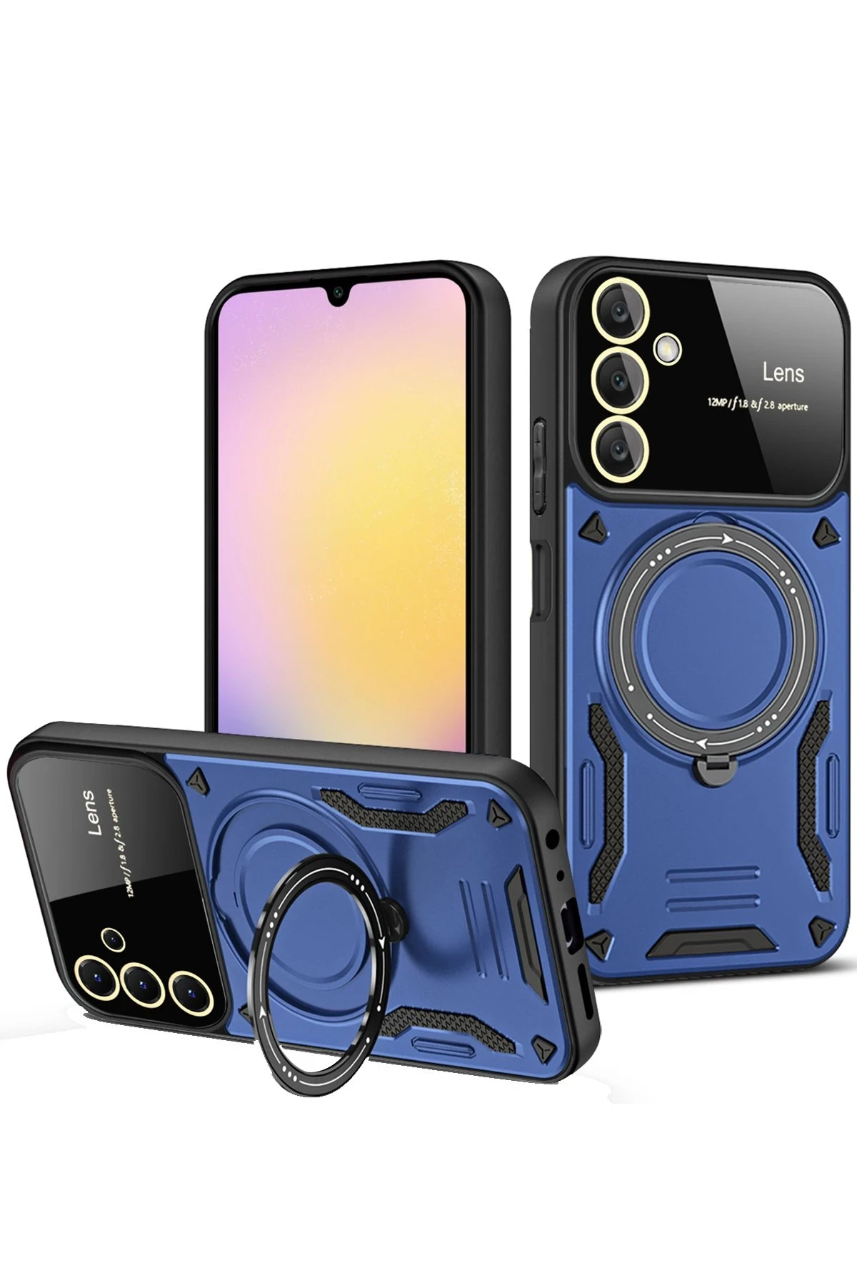Newface Samsung Galaxy A55 5G Kılıf Joy Lens Standlı Kapak - Lacivert