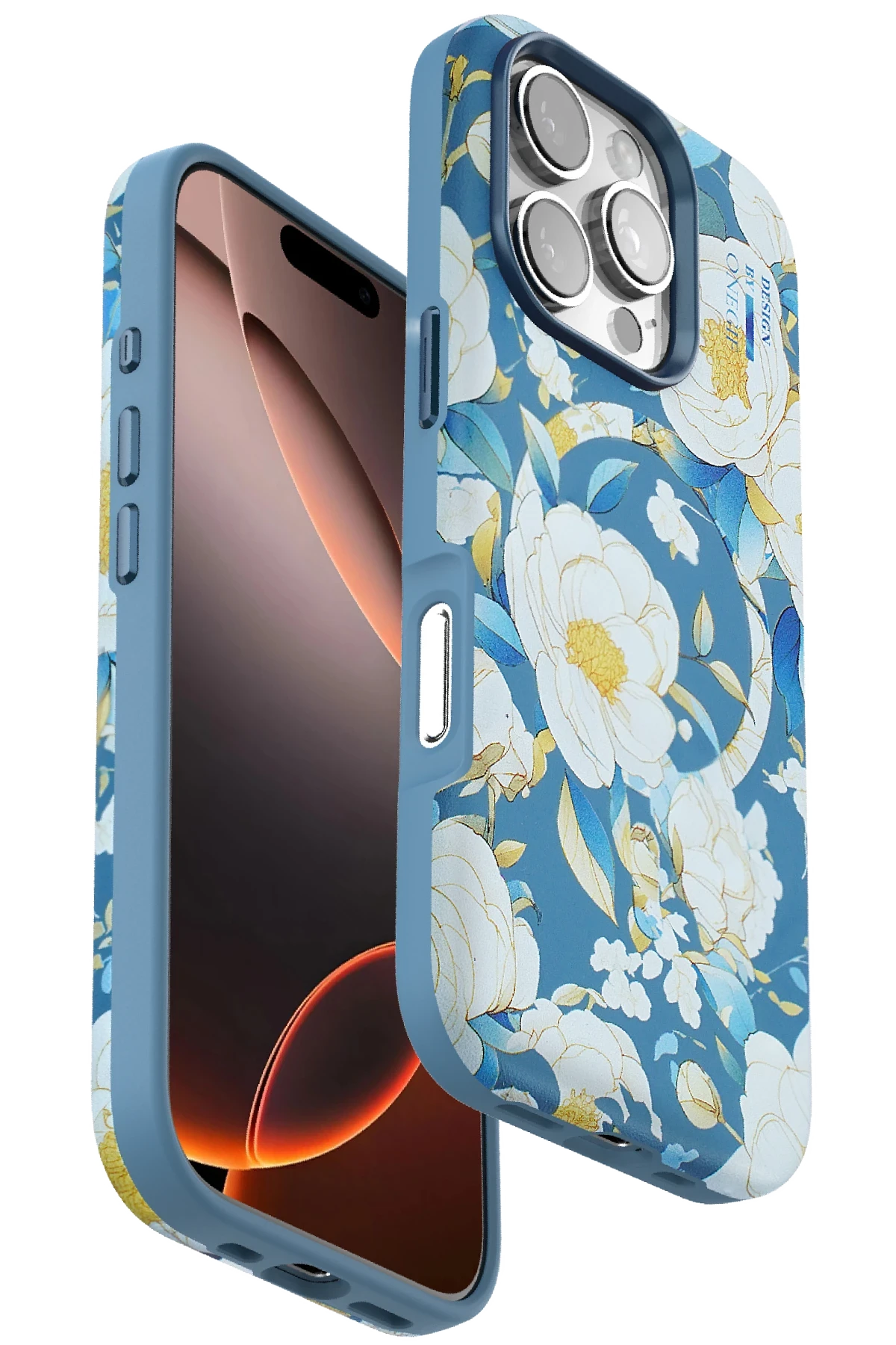 Onegif iPhone 16 Pro Flower Series Magsafe Kapak - Mavi